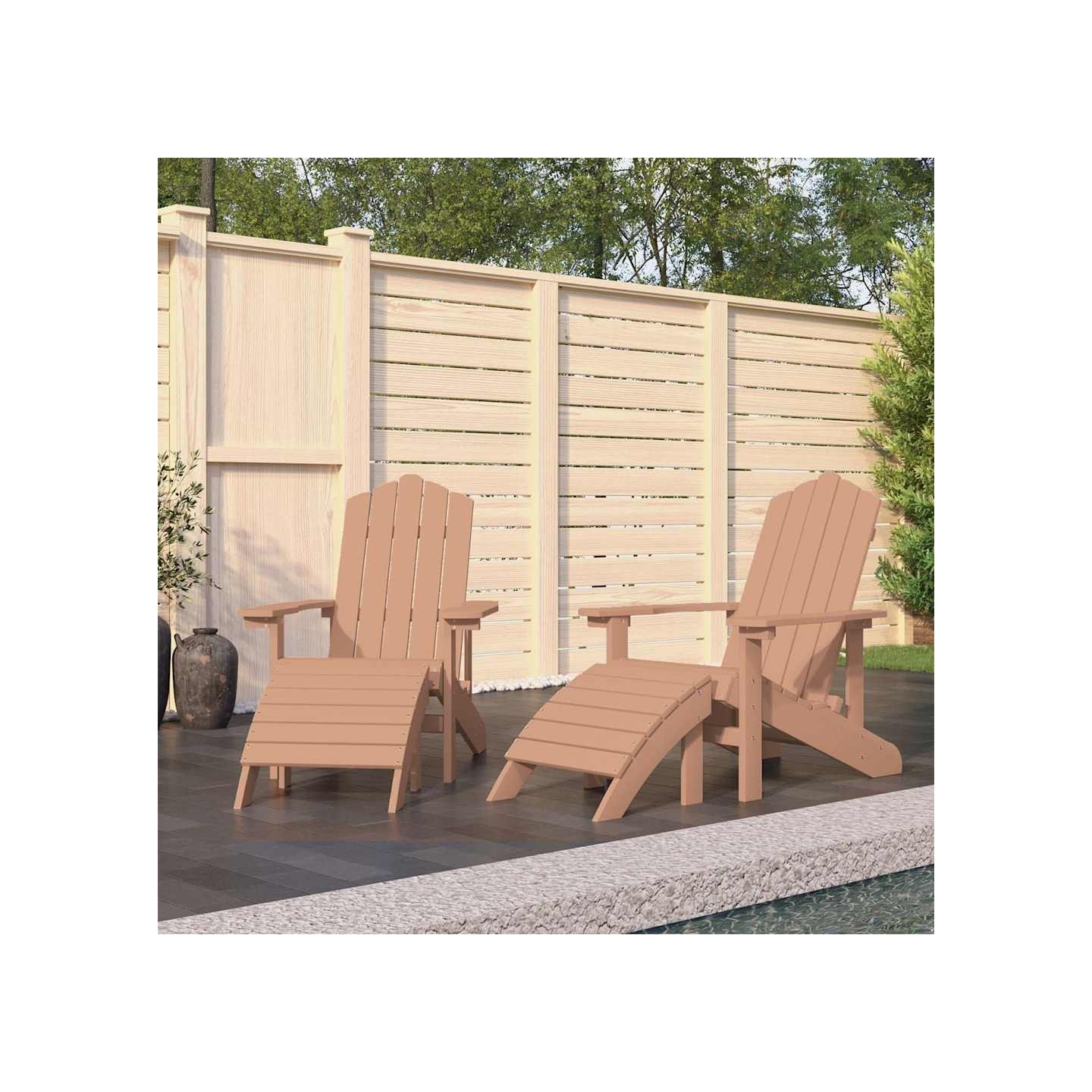 Chaises de jardin Adirondack lot de 2 repose-pieds PEHD Marron