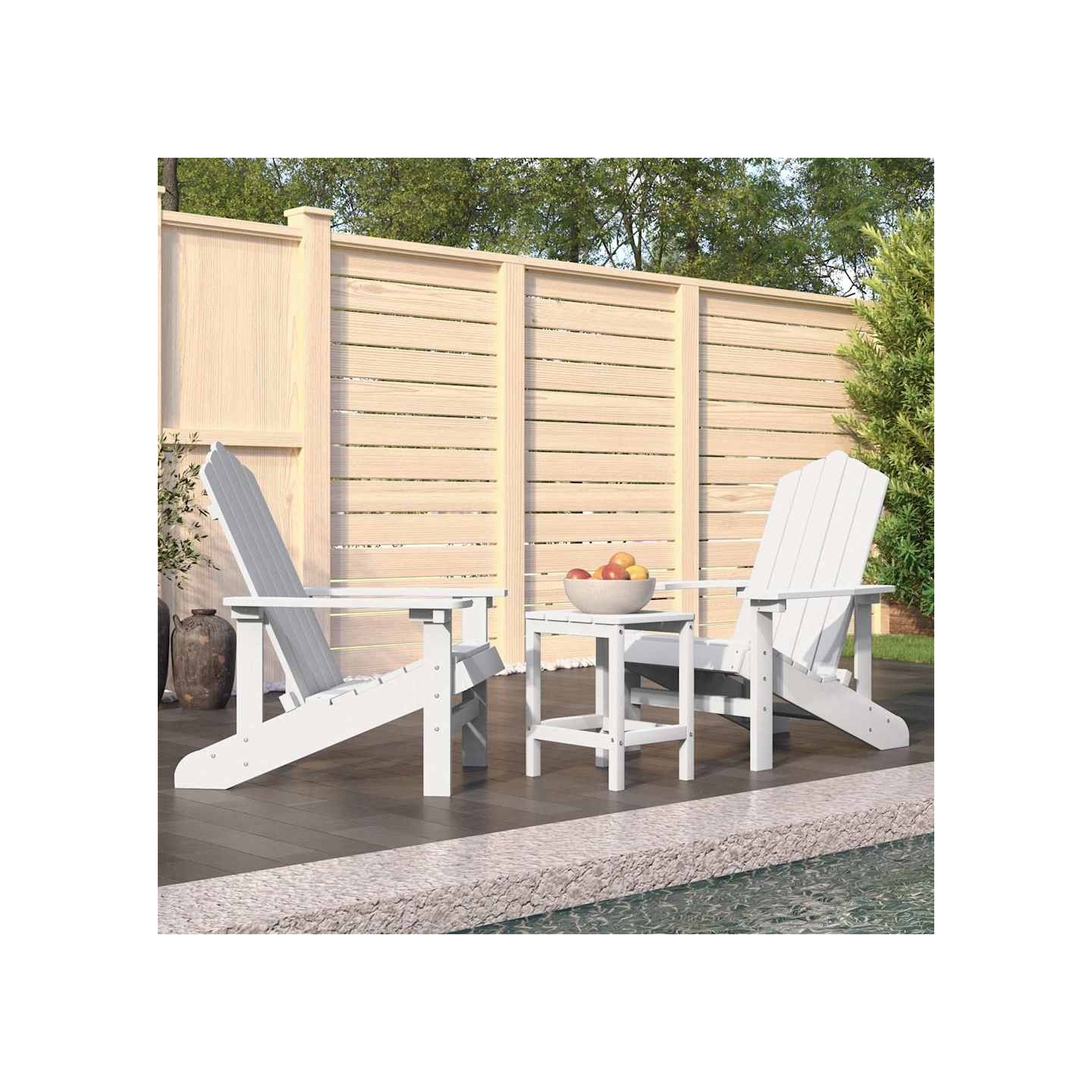Chaises de jardin Adirondack avec table PEHD Blanc