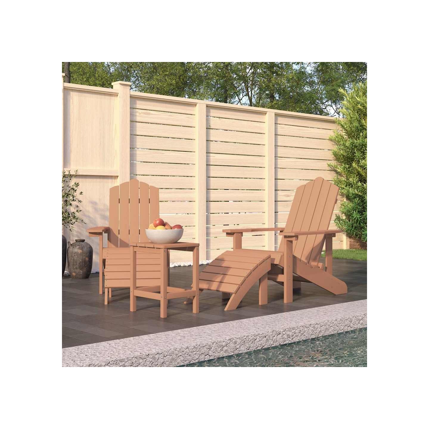 Chaises de jardin Adirondack repose-pied et table PEHD Marron