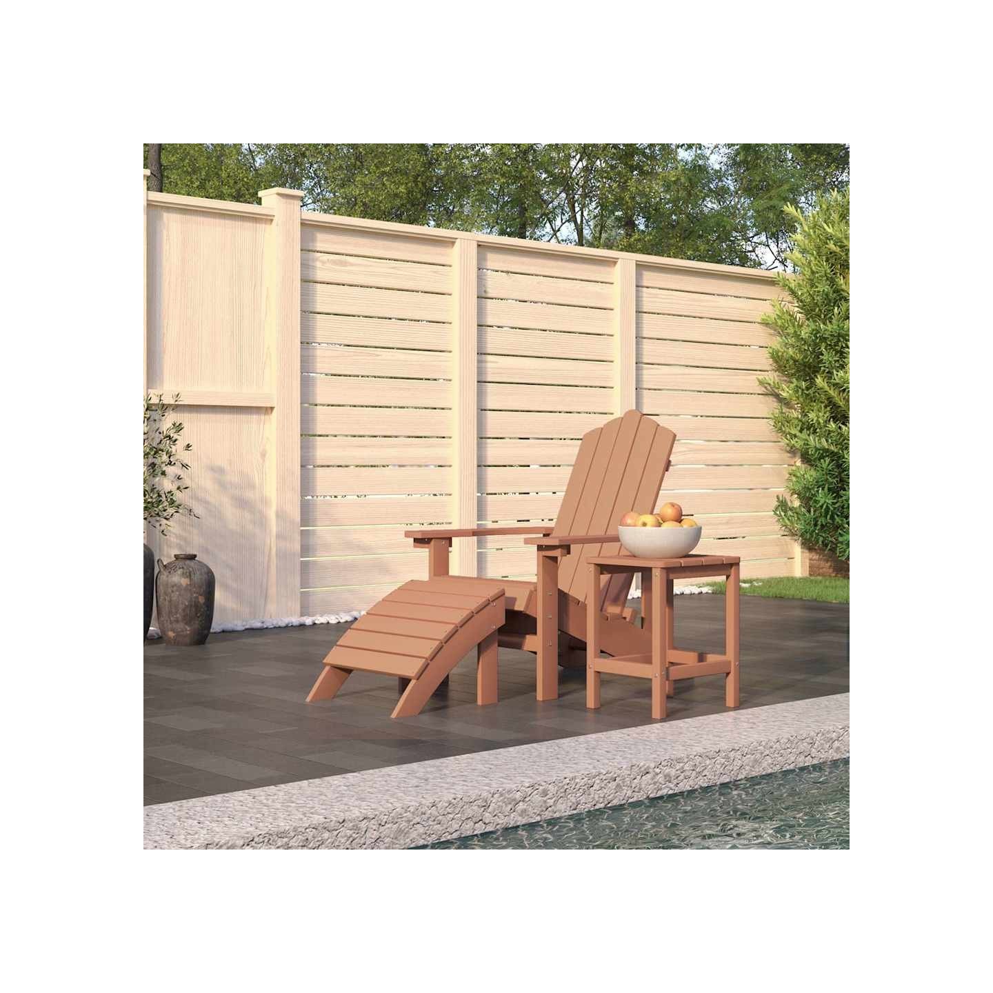 Chaise de jardin Adirondack repose-pied table PEHD Marron