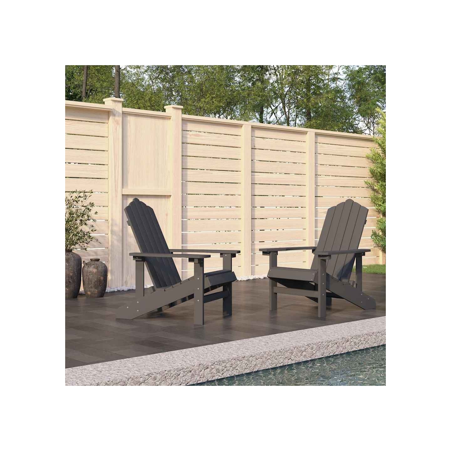 Chaises de jardin Adirondack lot de 2 PEHD Anthracite