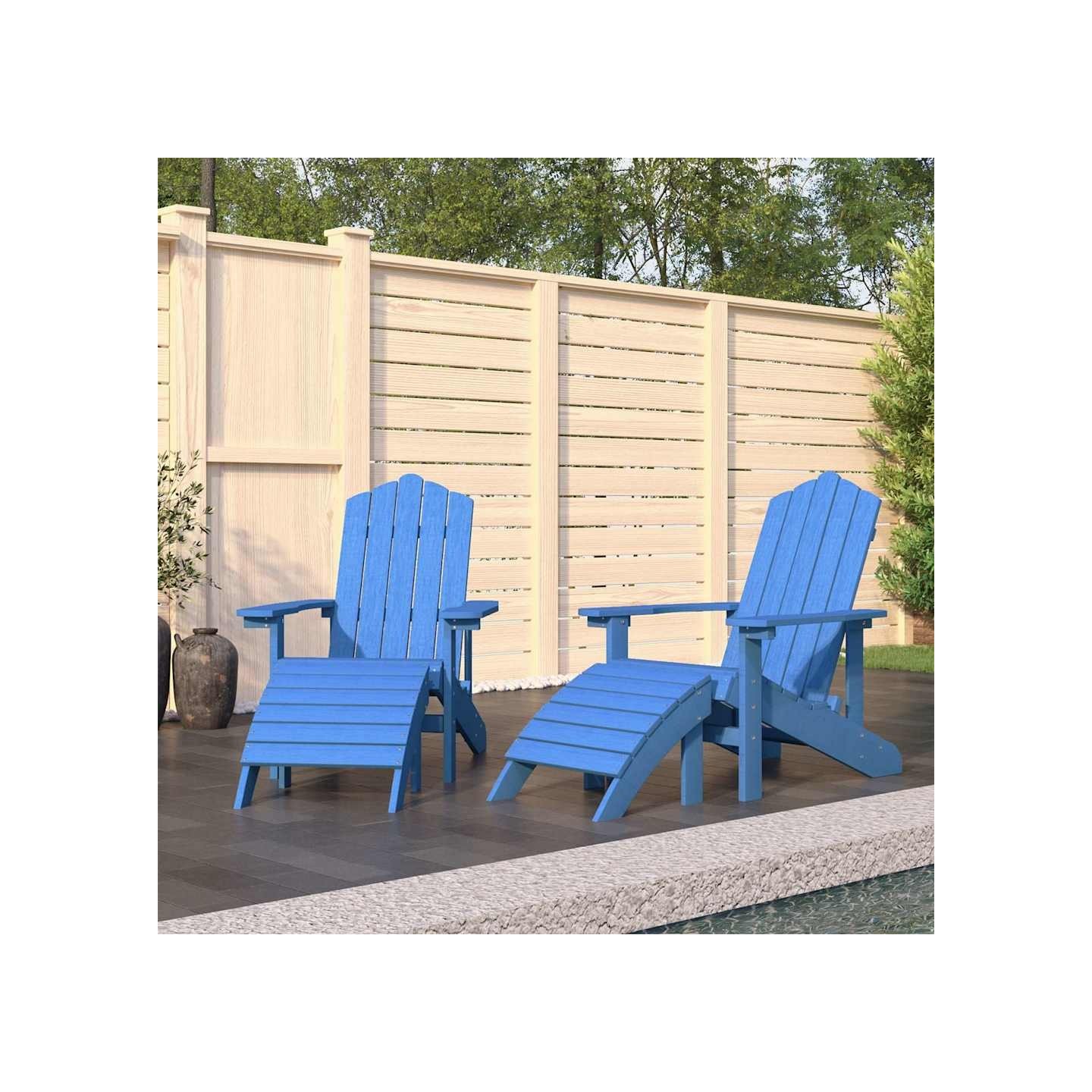 Chaises de jardin Adirondack lot de 2 repose-pieds PEHD Bleu