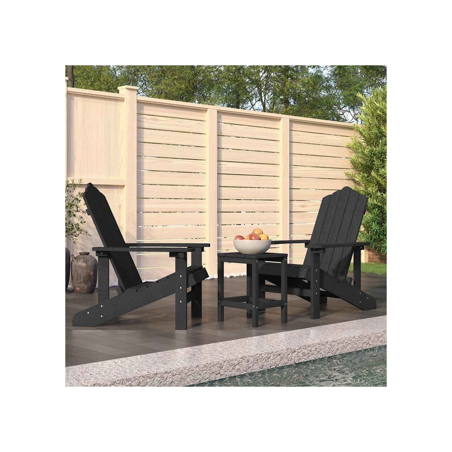 Chaises de jardin Adirondack avec table PEHD Anthracite