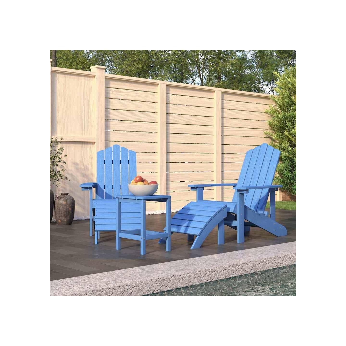 Chaises de jardin Adirondack repose-pied table PEHD Bleu aqua