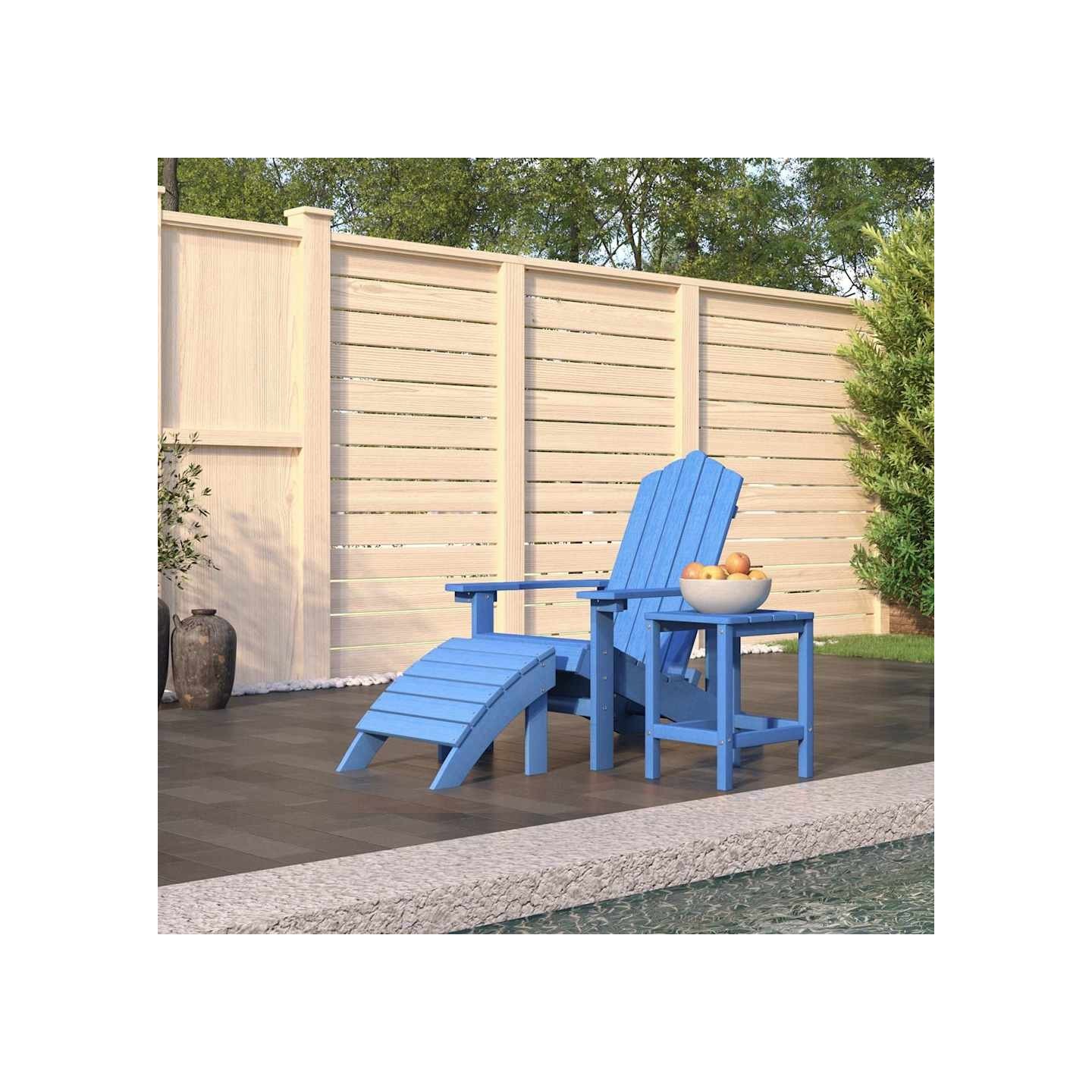 Chaise de jardin Adirondack repose-pied table PEHD Bleu aqua