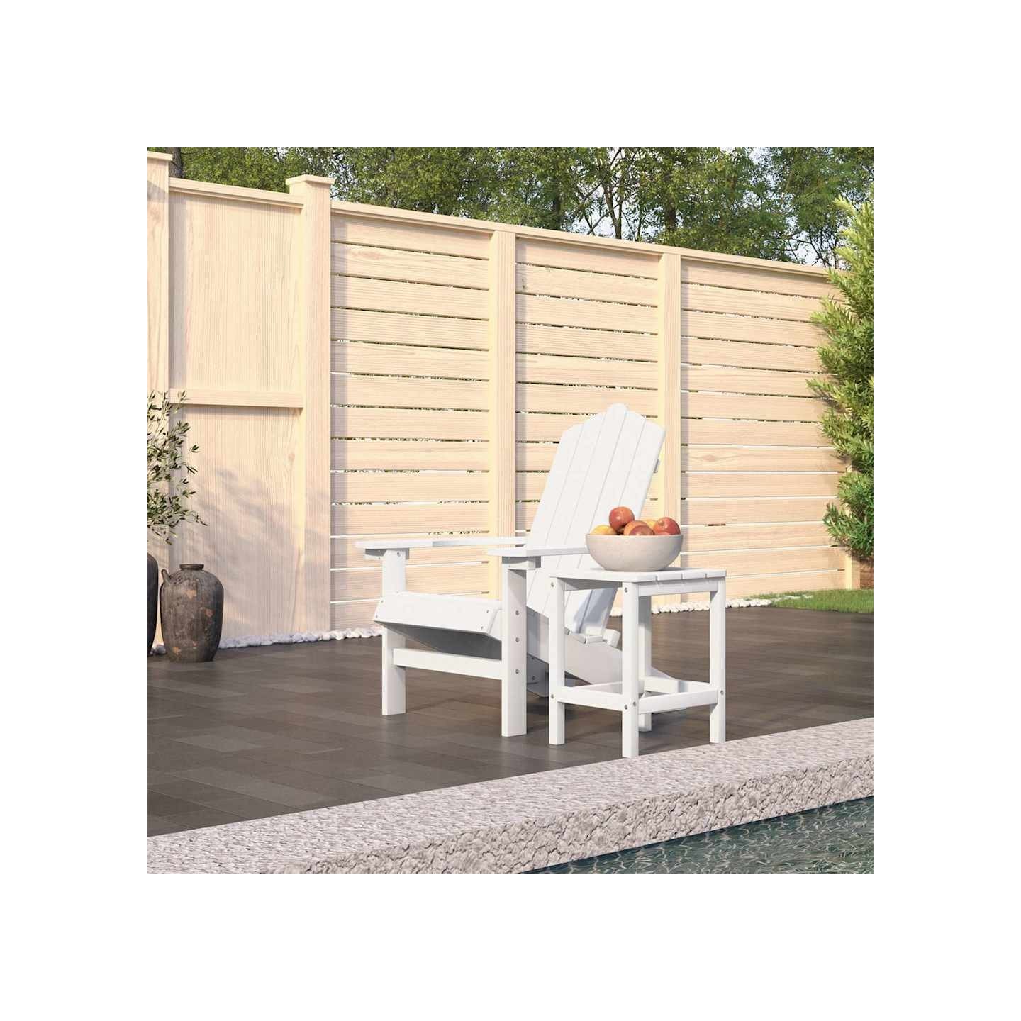 Chaise de jardin Adirondack avec table PEHD Blanc