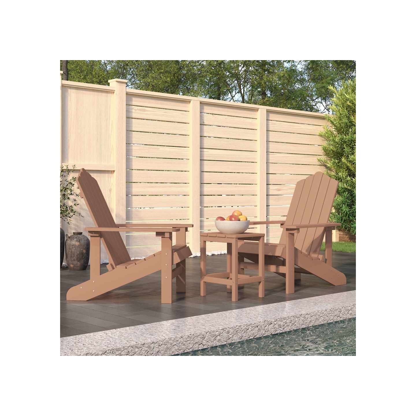 Chaises de jardin Adirondack avec table PEHD Marron