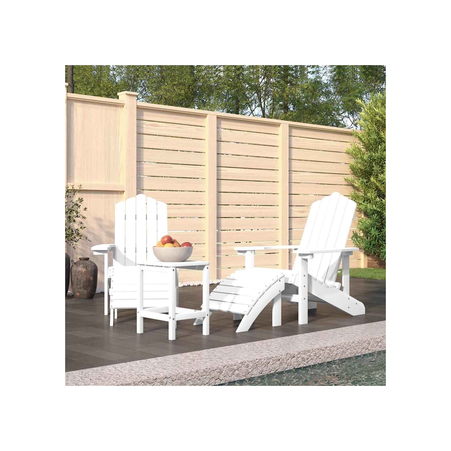 Chaises de jardin Adirondack repose-pied table PEHD Blanc