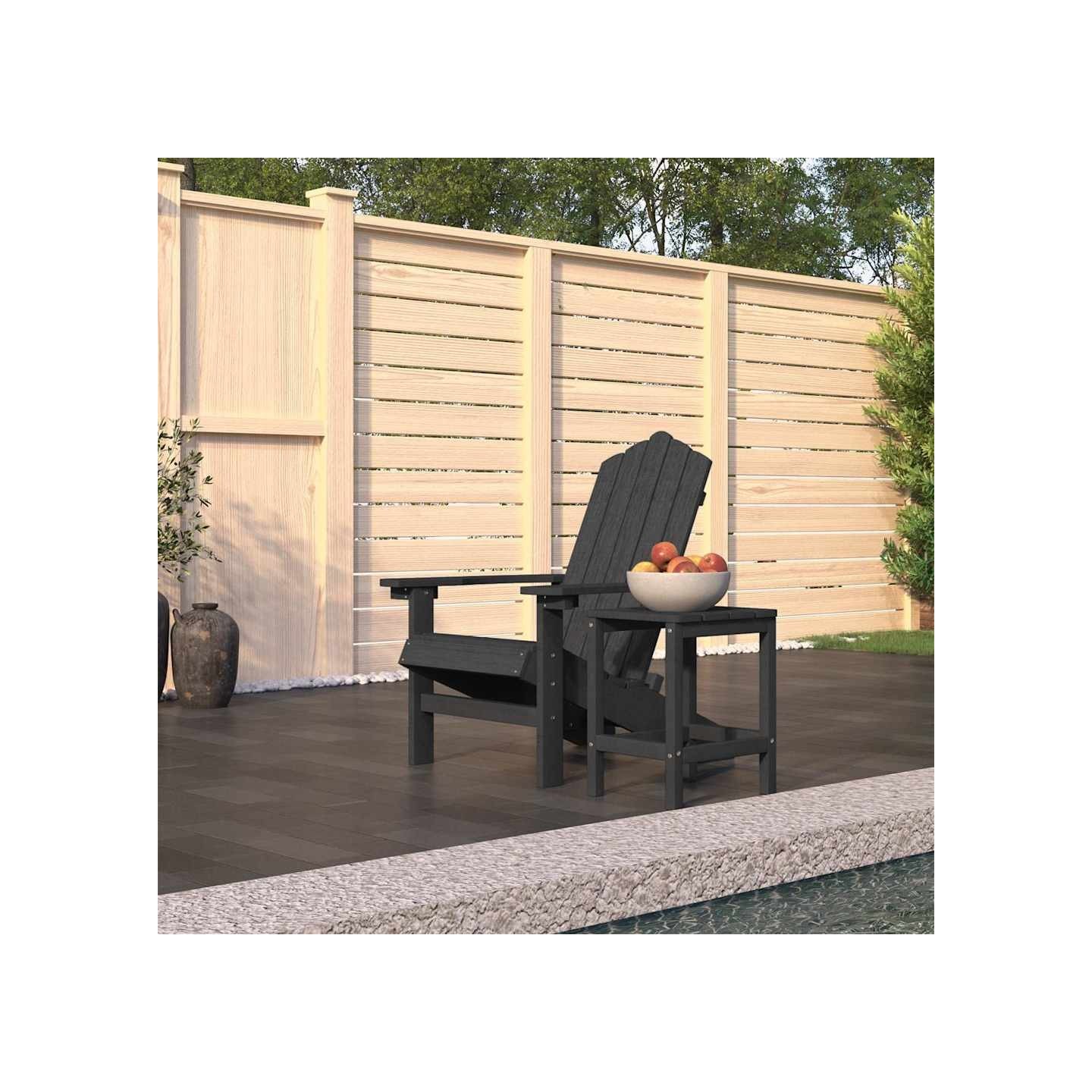 Chaise de jardin Adirondack avec table PEHD Anthracite