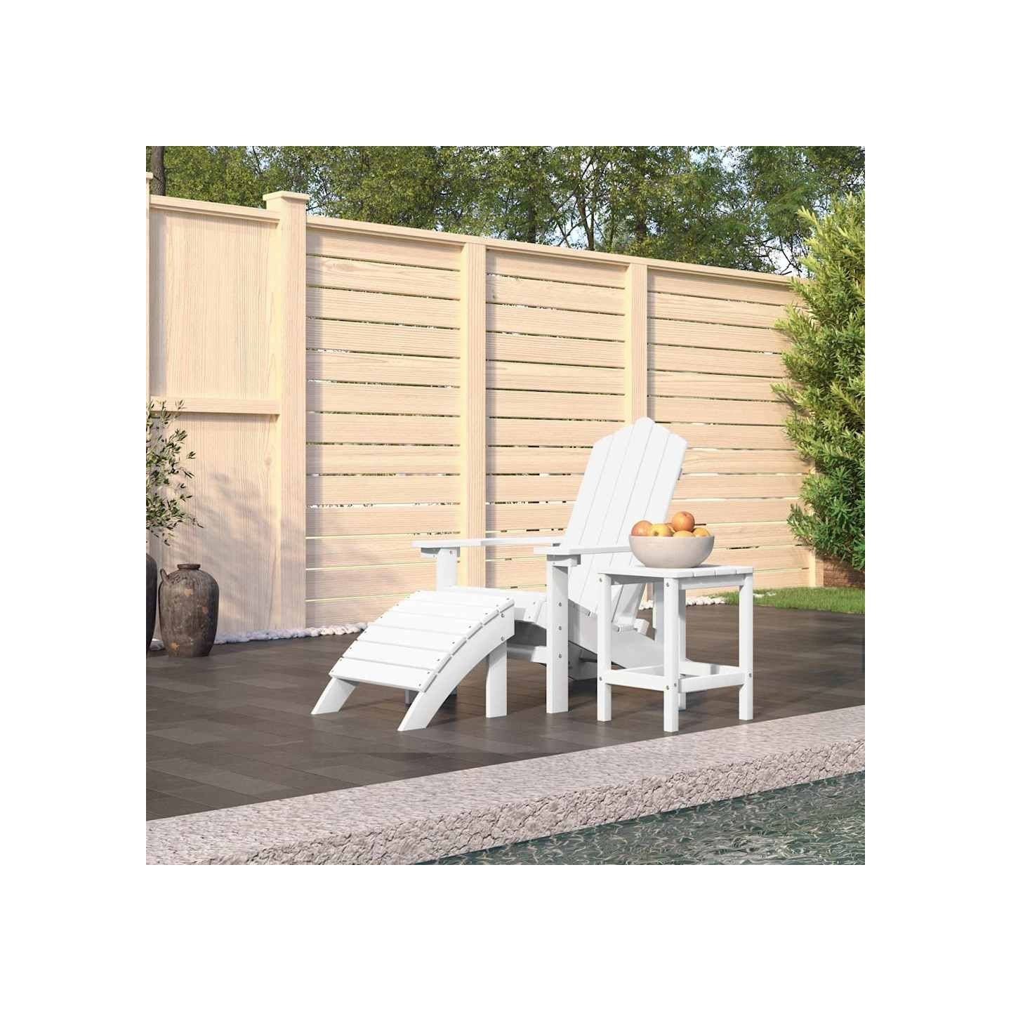 Chaise de jardin Adirondack repose-pied table PEHD Blanc
