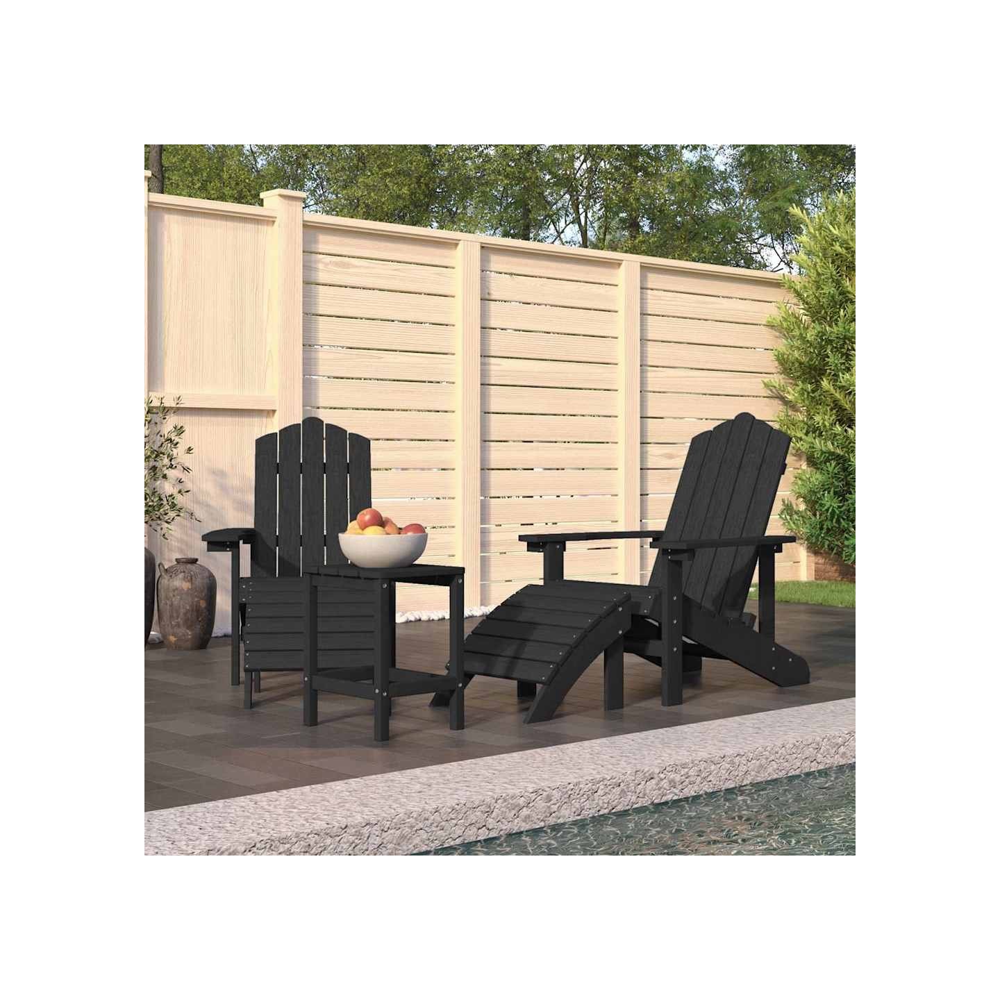 Chaises de jardin Adirondack repose-pied table PEHD Anthracite