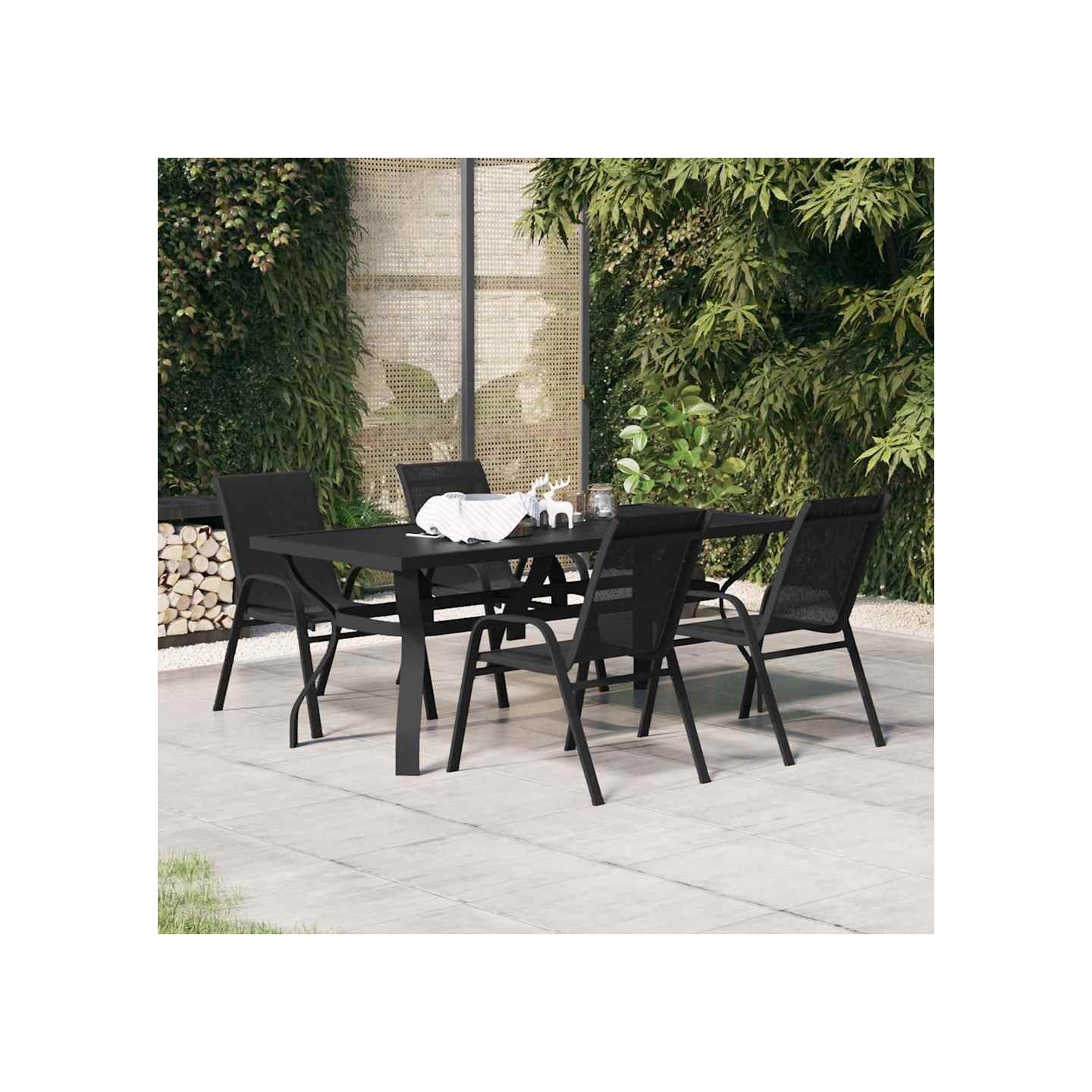 Ensemble à manger de jardin 5 pcs Noir