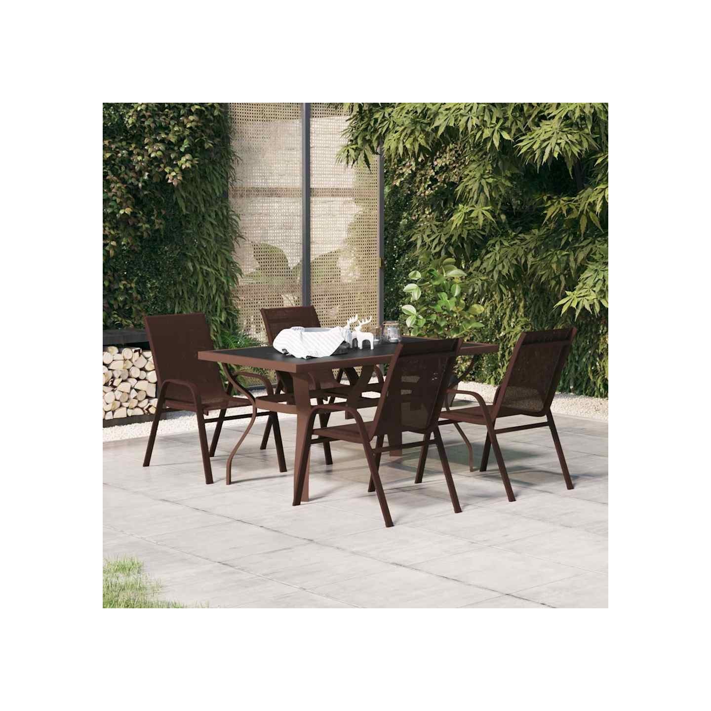 Ensemble à manger de jardin 5 pcs Marron et noir