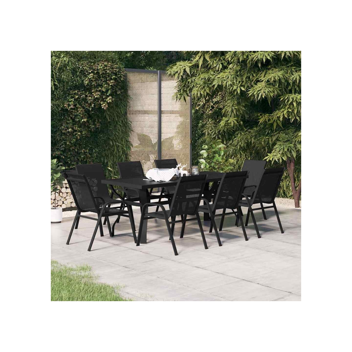 Ensemble à manger de jardin 9 pcs Noir