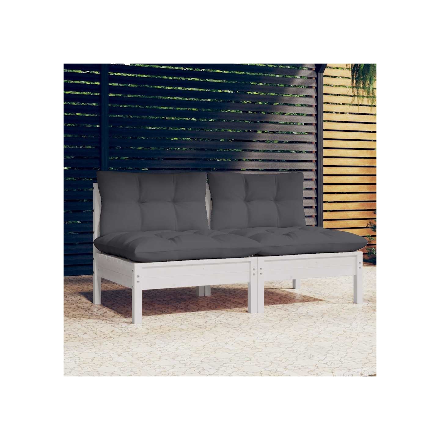 Canapé 2 places de jardin avec coussins anthracite Bois de pin