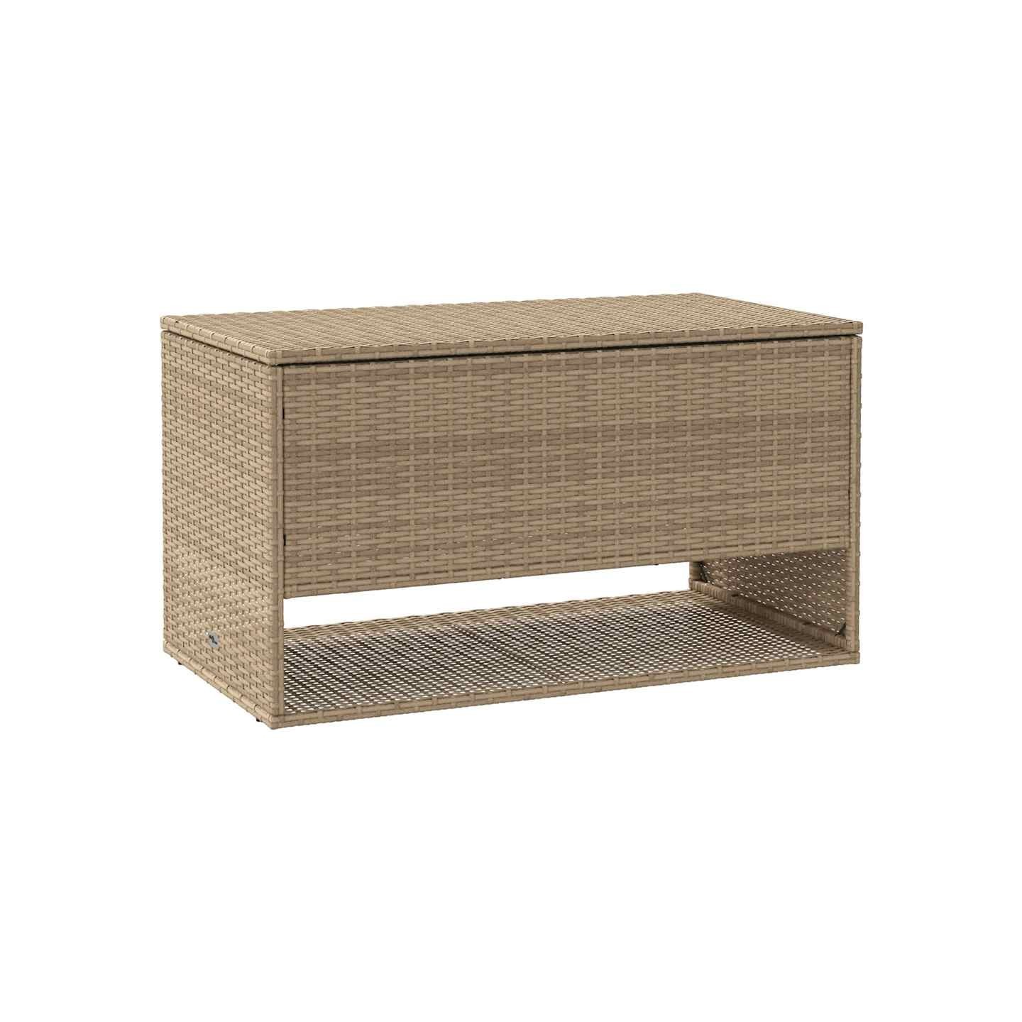 Coffre à coussins d'extérieur beige 100x55x55,5 cm polyrotin