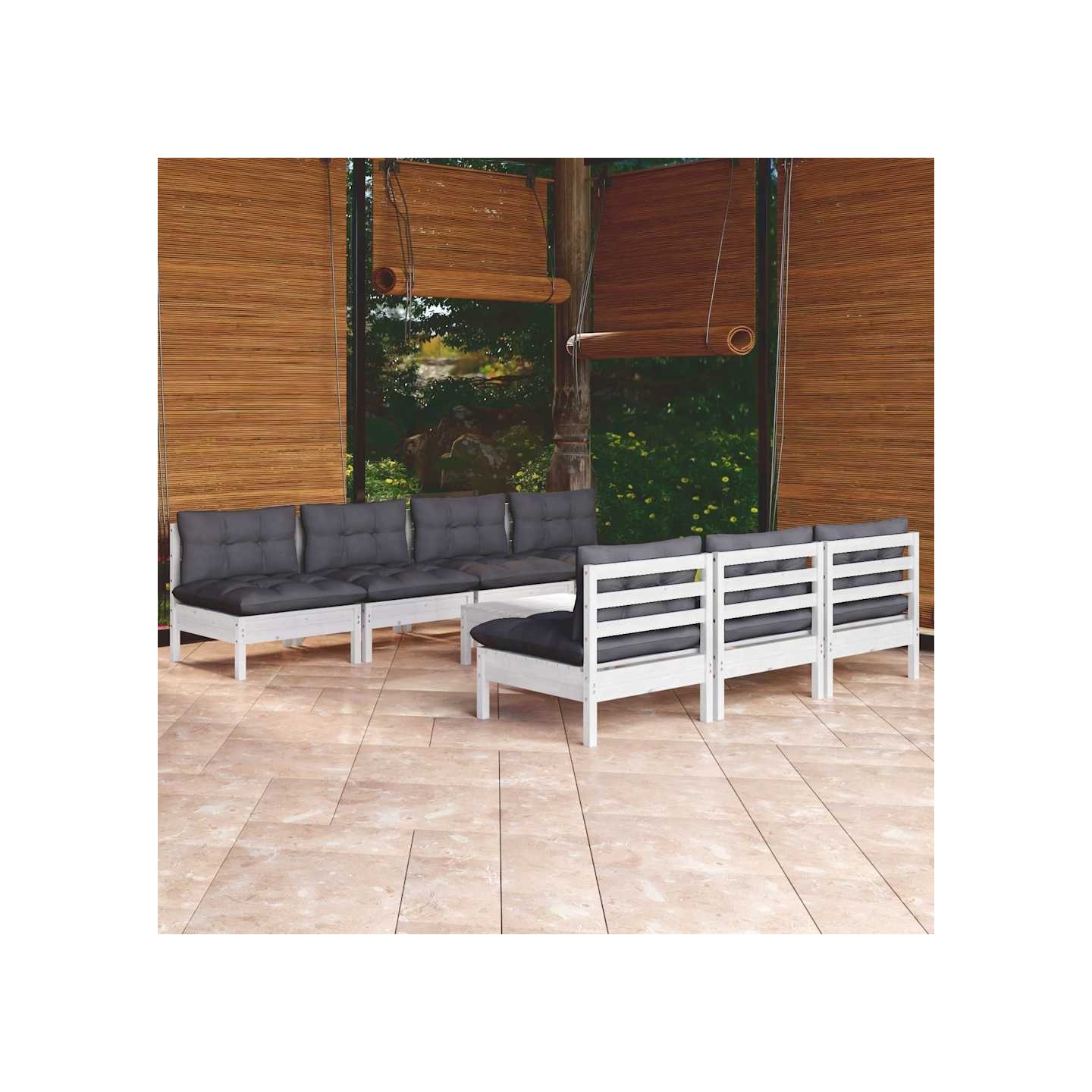 Salon de jardin 8 pcs avec coussins anthracite Bois de pin