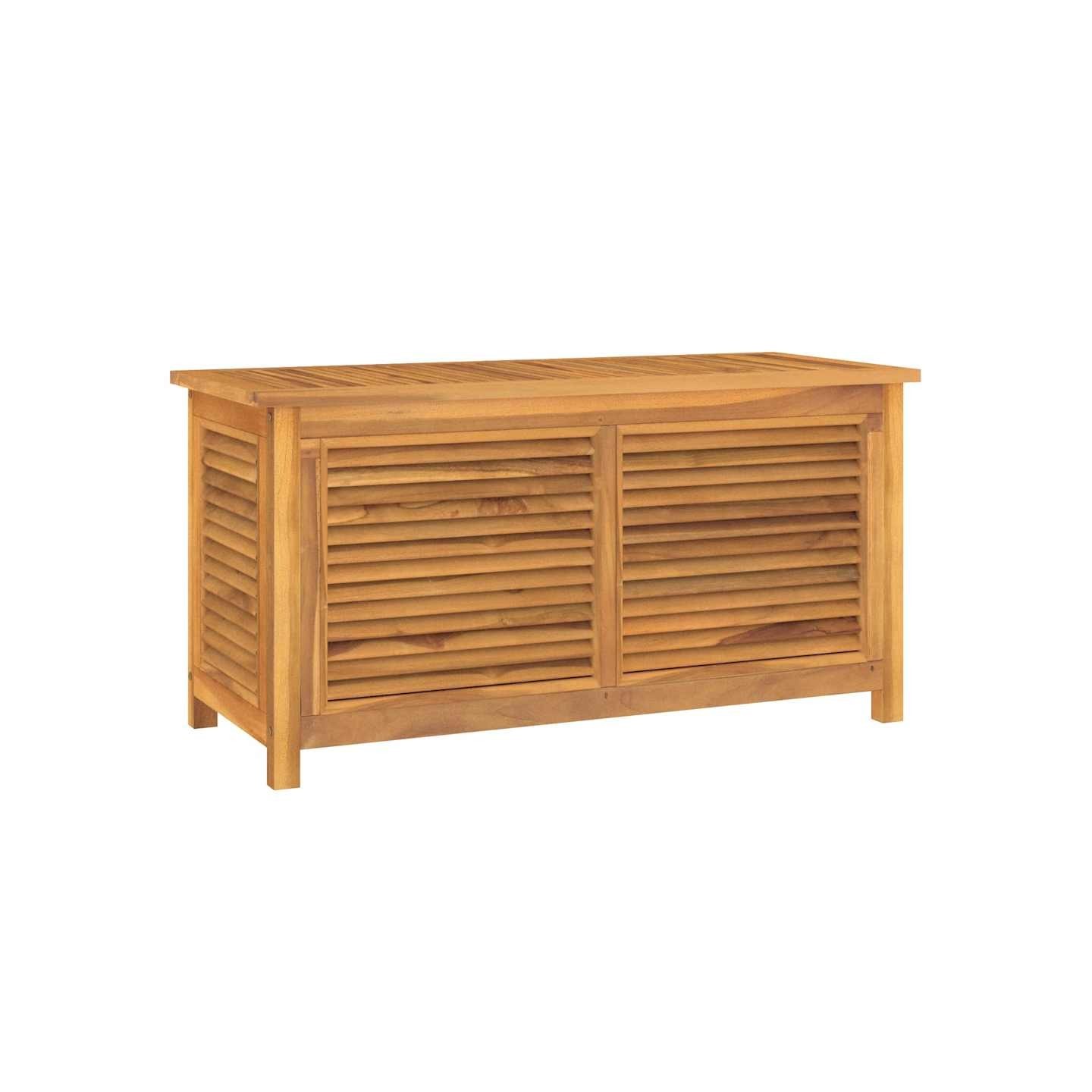Boîte de rangement jardin et sac 114x50x58 cm bois massif teck