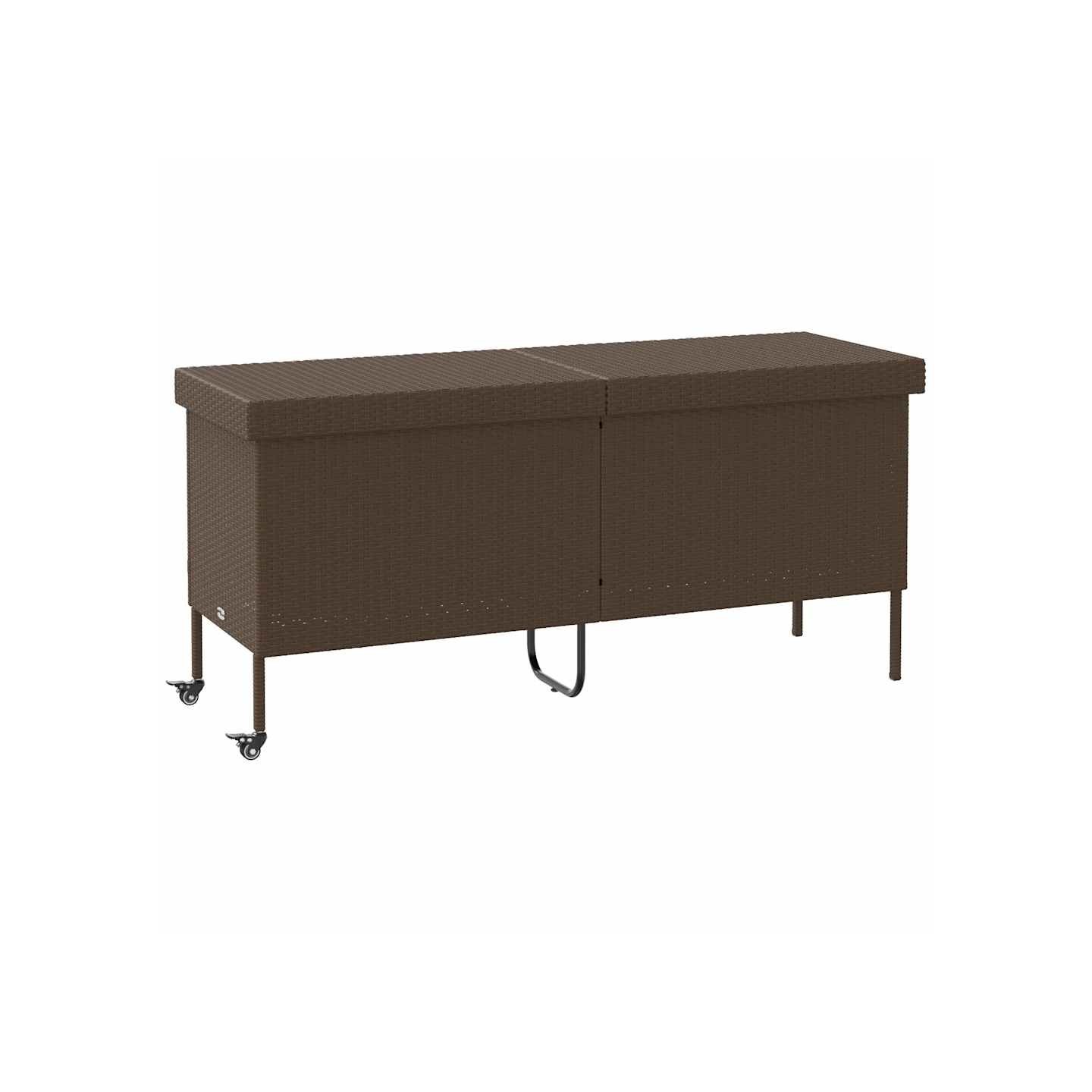 Boîte rangement jardin roues marron 160x55x75 cm résine tressée