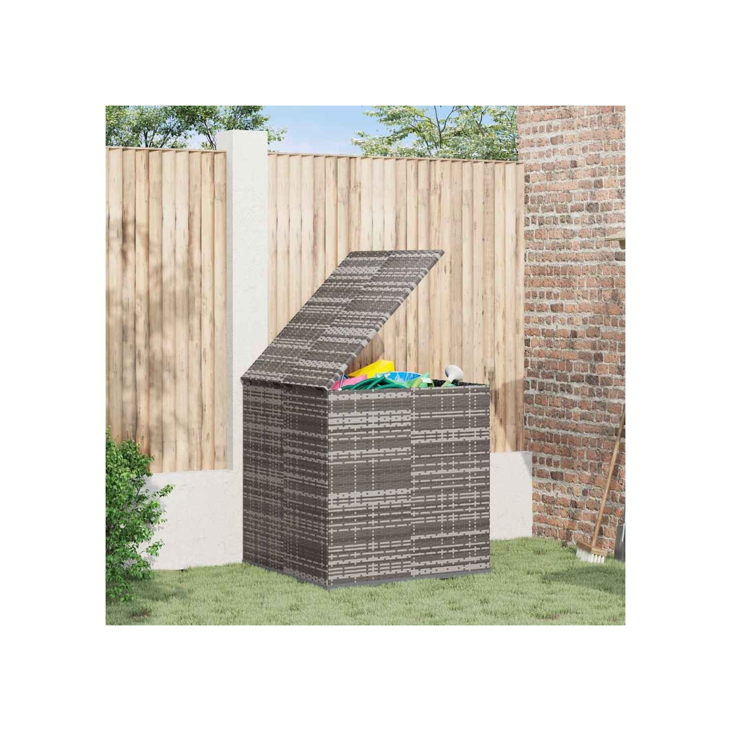 Boîte à coussins de jardin Résine tressée 100x97,5x104 cm Gris