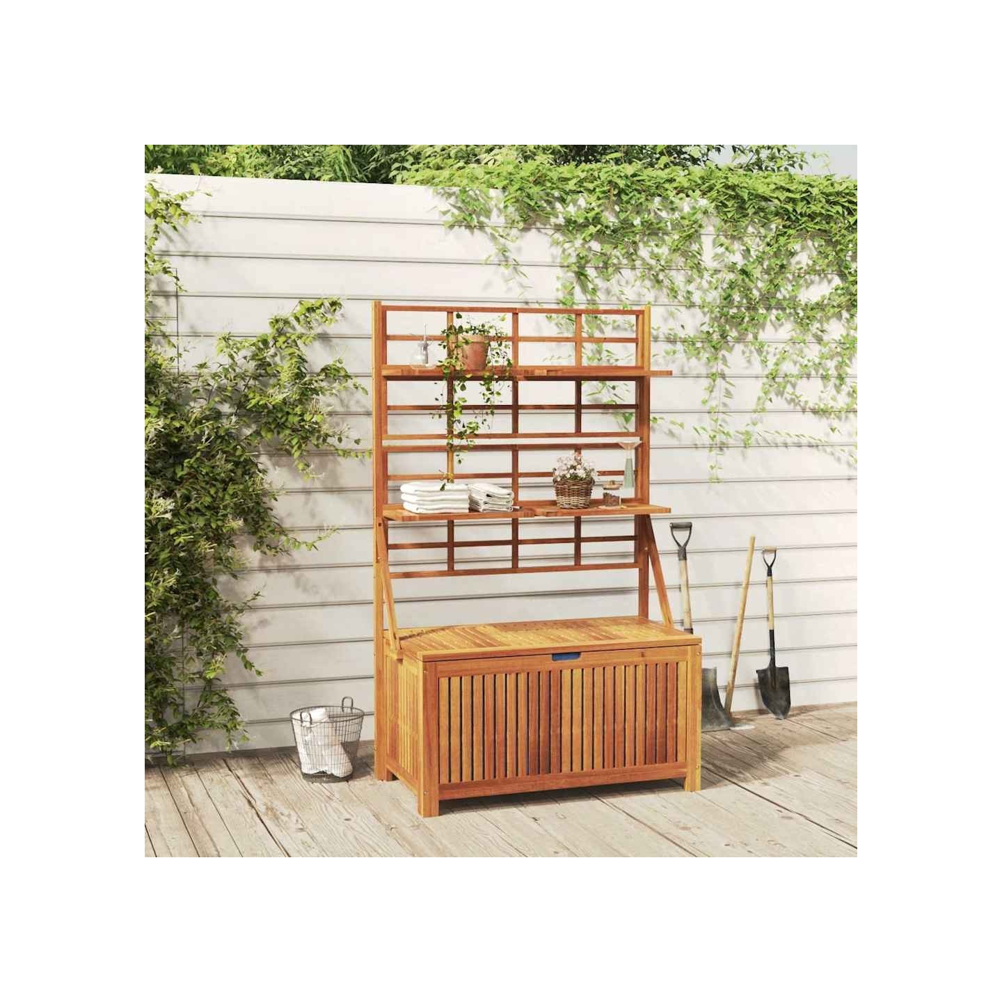 Boîte de rangement avec treillis 99x50x160 cm Acacia massif