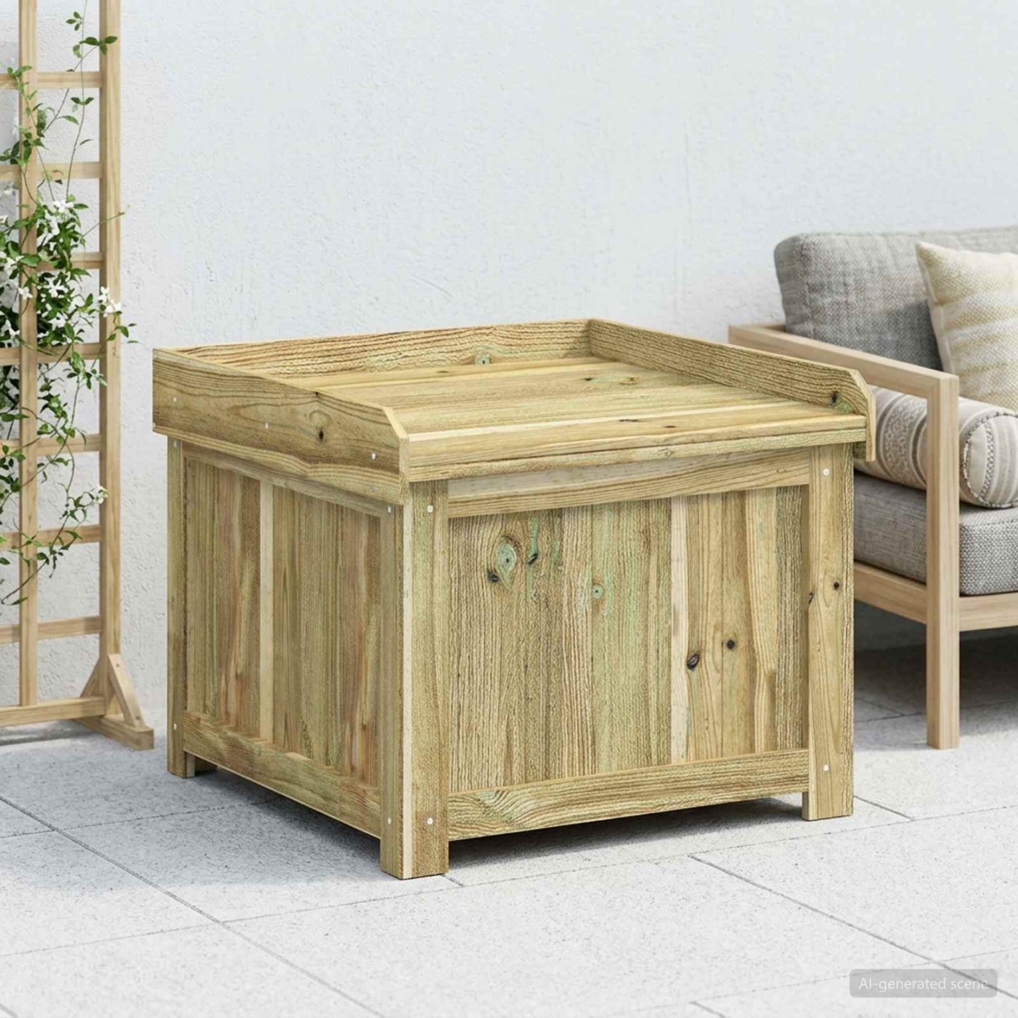 Coffre à coussins d'extérieur Bois de pin imprégné