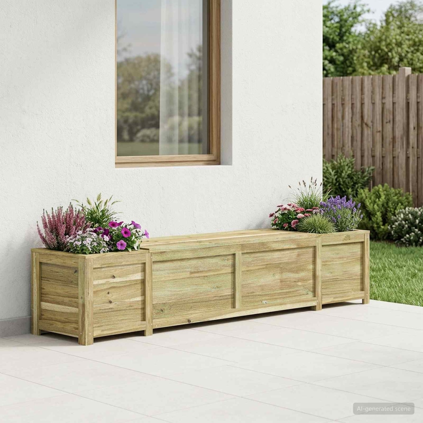 Banc de jardin avec jardinière Bois de pin imprégné