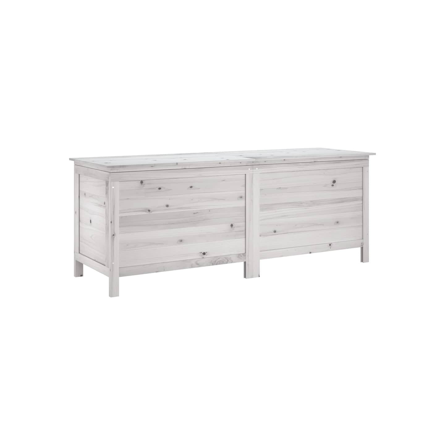 Boîte de rangement jardin blanc 150x50x56,5cm bois massif sapin