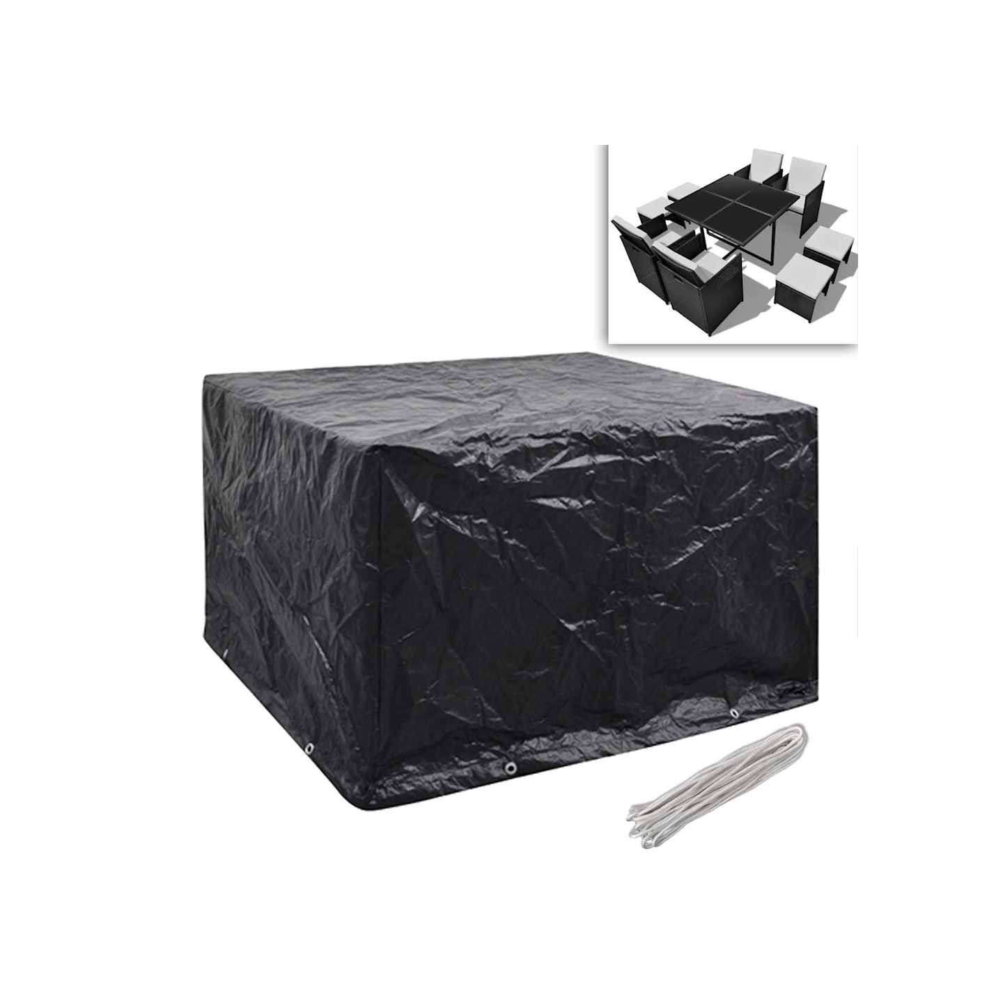 Housses de salon de jardin 2 pcs Rotin 8 œillets 113x113 cm