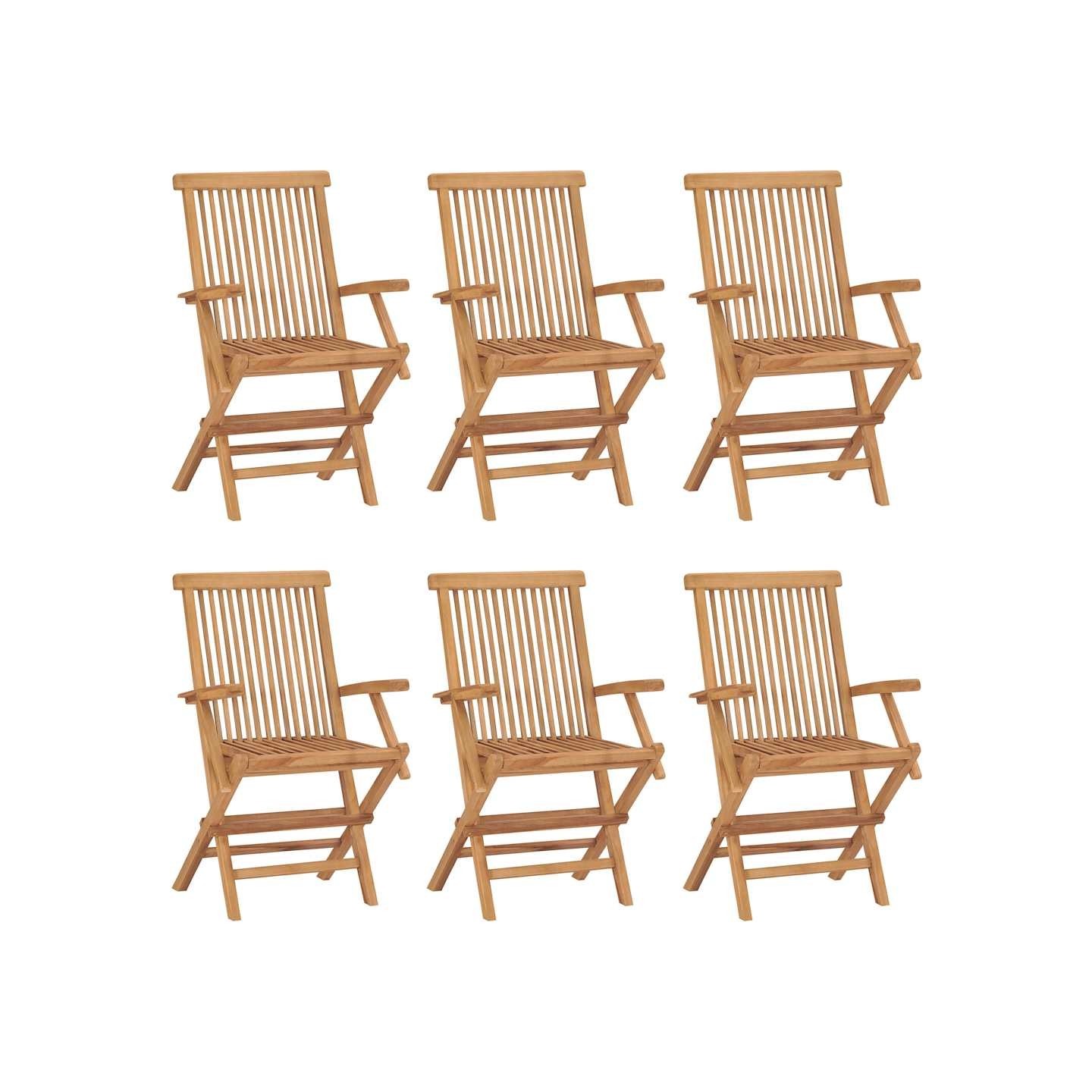 Chaises pliantes 6 pièces en teck massif