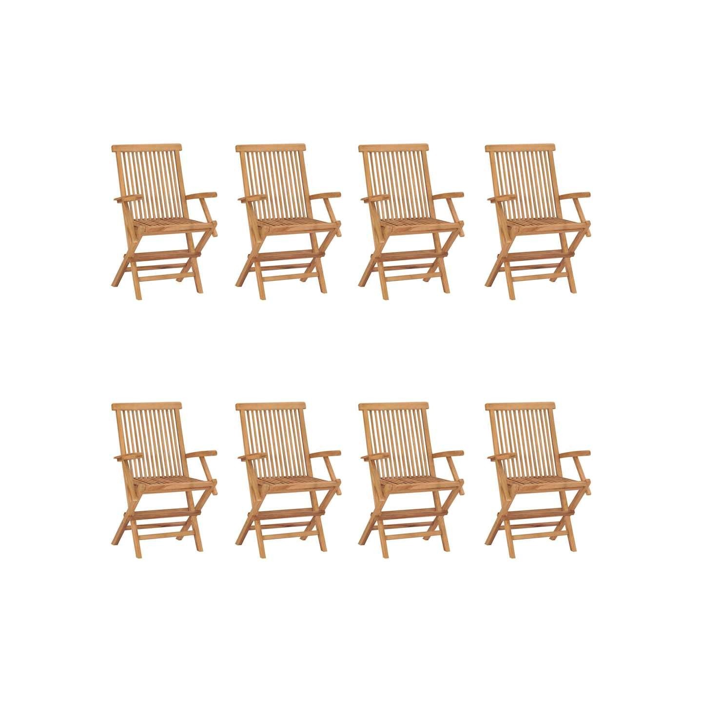 Chaises pliantes 8 pièces en bois de teck massif
