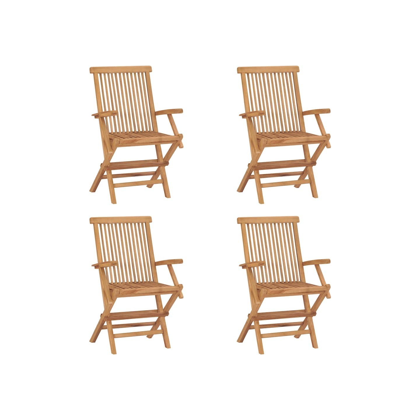 Chaises pliantes 4 pièces en teck massif
