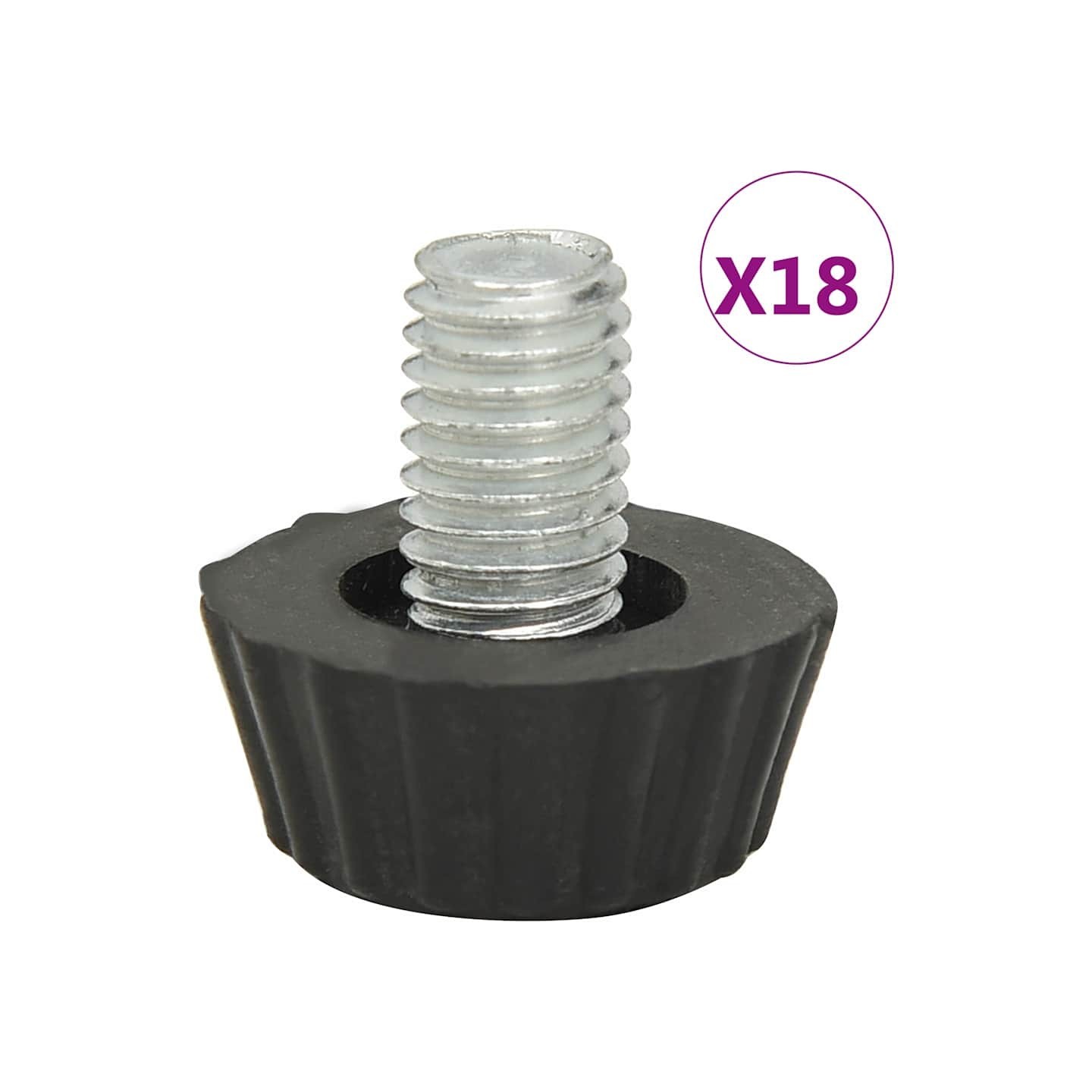 Pieds de meubles réglables M8 18 pcs Noir