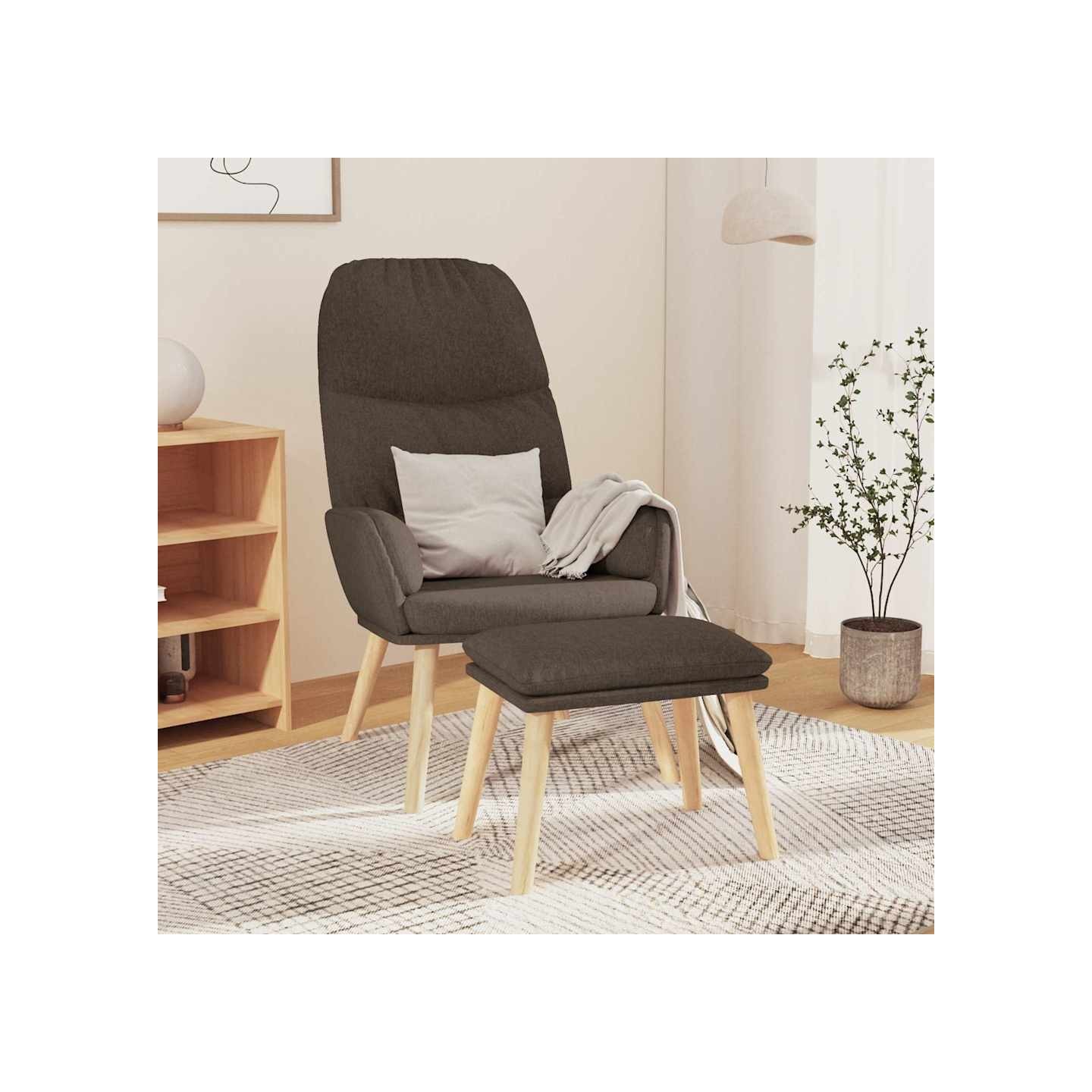 Chaise de relaxation avec tabouret Taupe Tissu