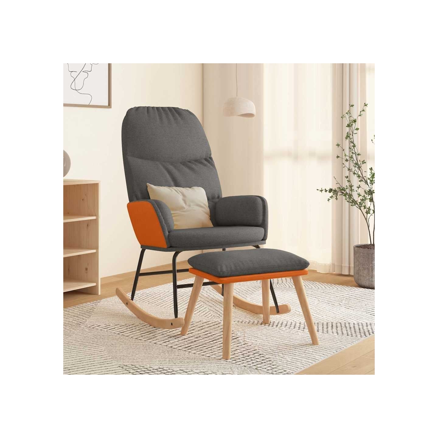 Chaise à bascule avec repose-pied Gris clair Tissu