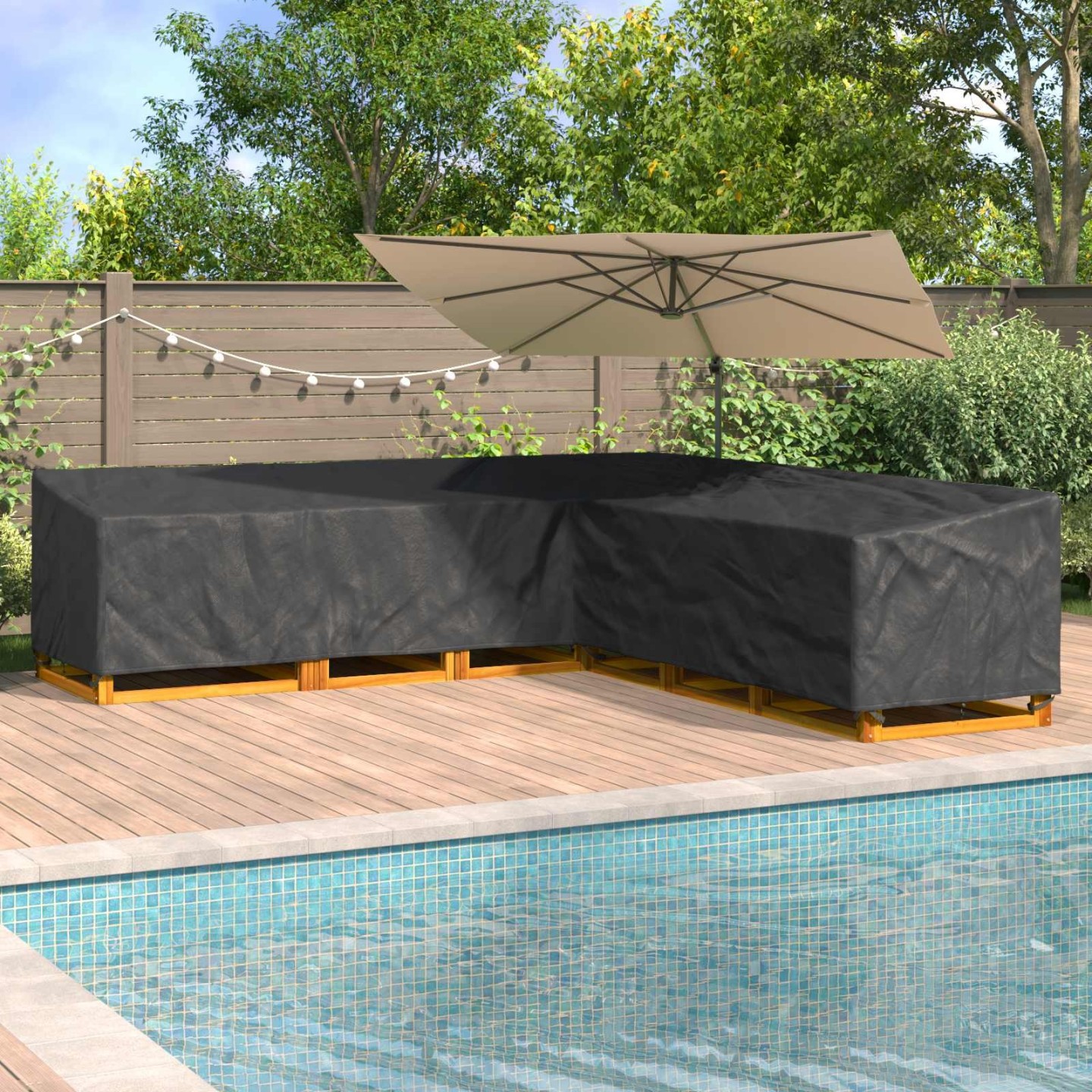 Housse pour meubles 325 x 325 x 80 cm Tissu Oxford 210D Forme L