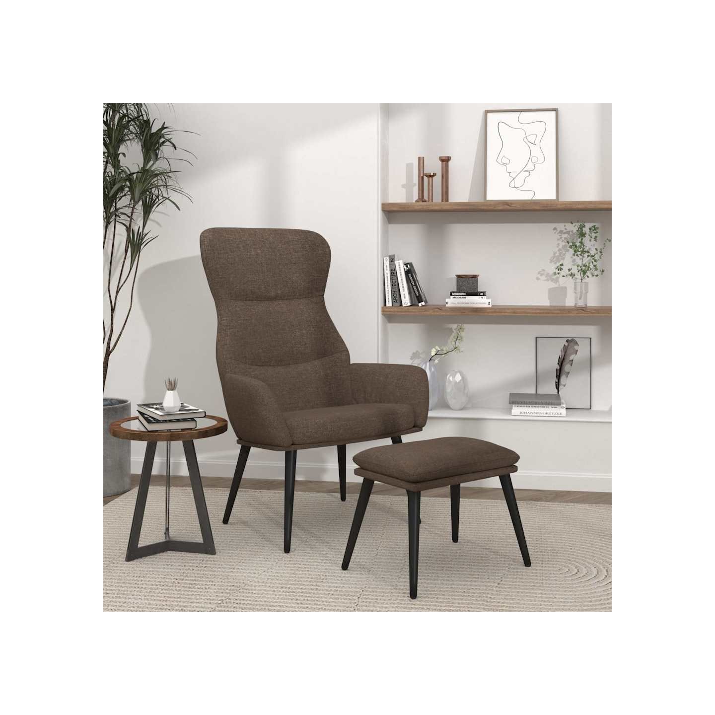 Chaise de relaxation avec tabouret Taupe Tissu