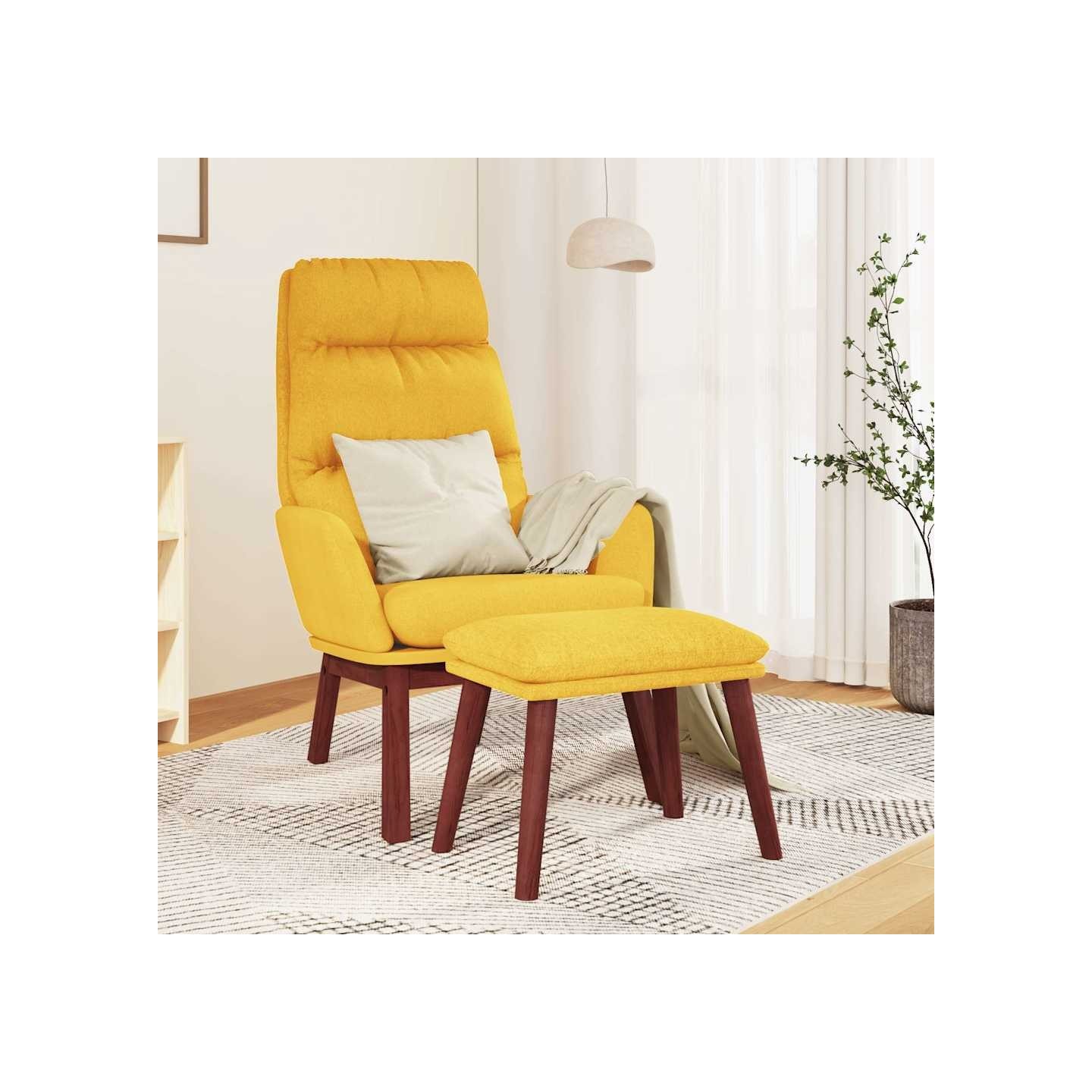 Chaise de détente et repose-pied Jaune moutarde Tissu