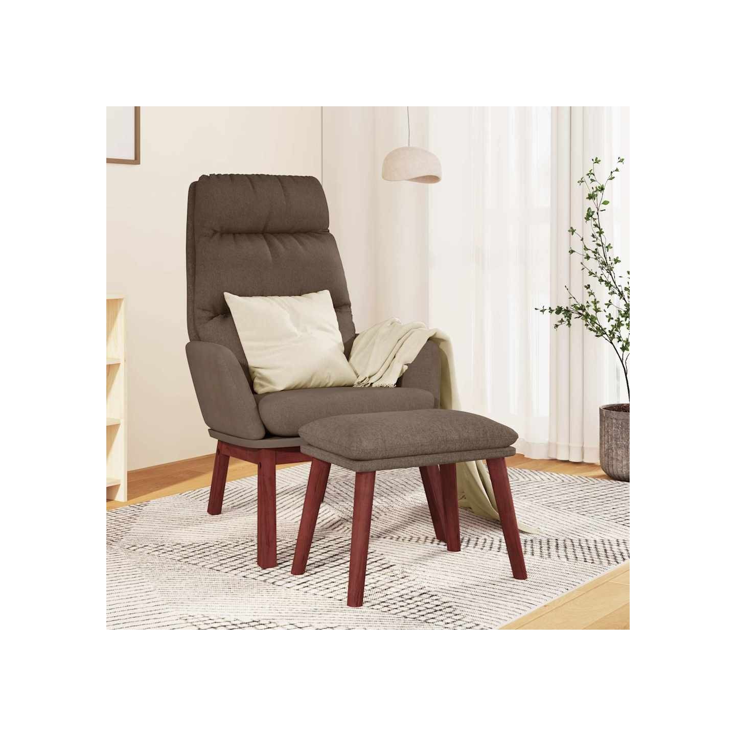 Chaise de relaxation avec tabouret Taupe Tissu