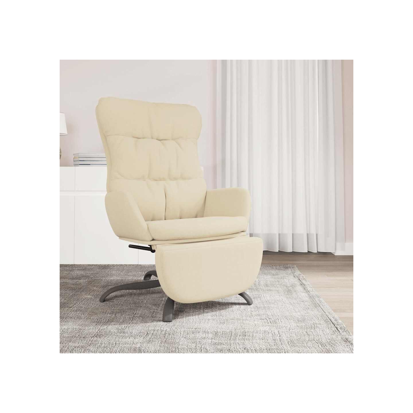 Chaise de relaxation avec repose-pied Crème Tissu