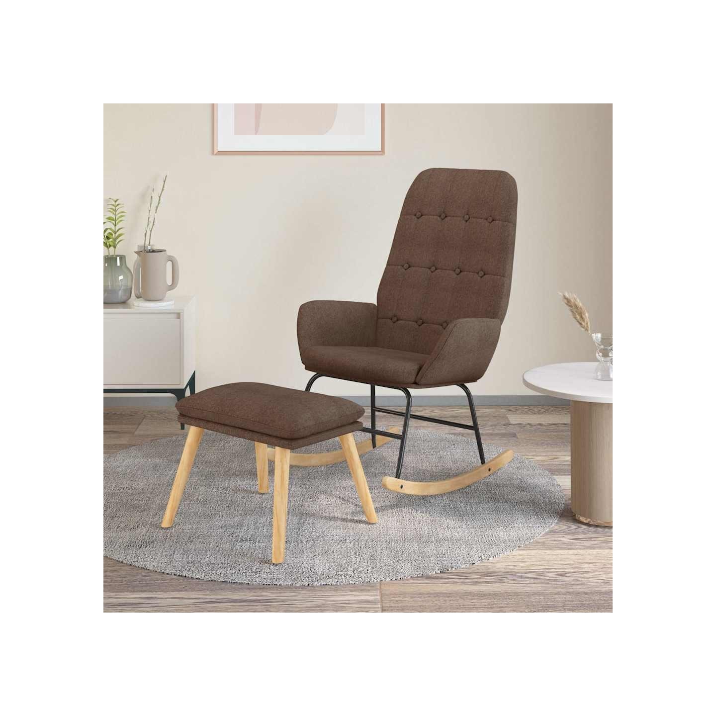 Chaise à bascule avec repose-pied Taupe Tissu