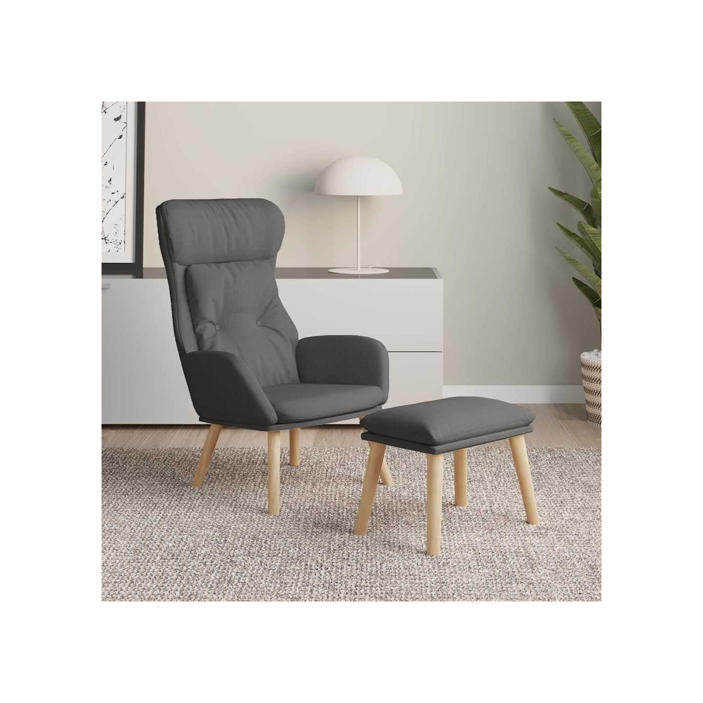 Chaise de relaxation avec repose-pied Gris foncé Tissu