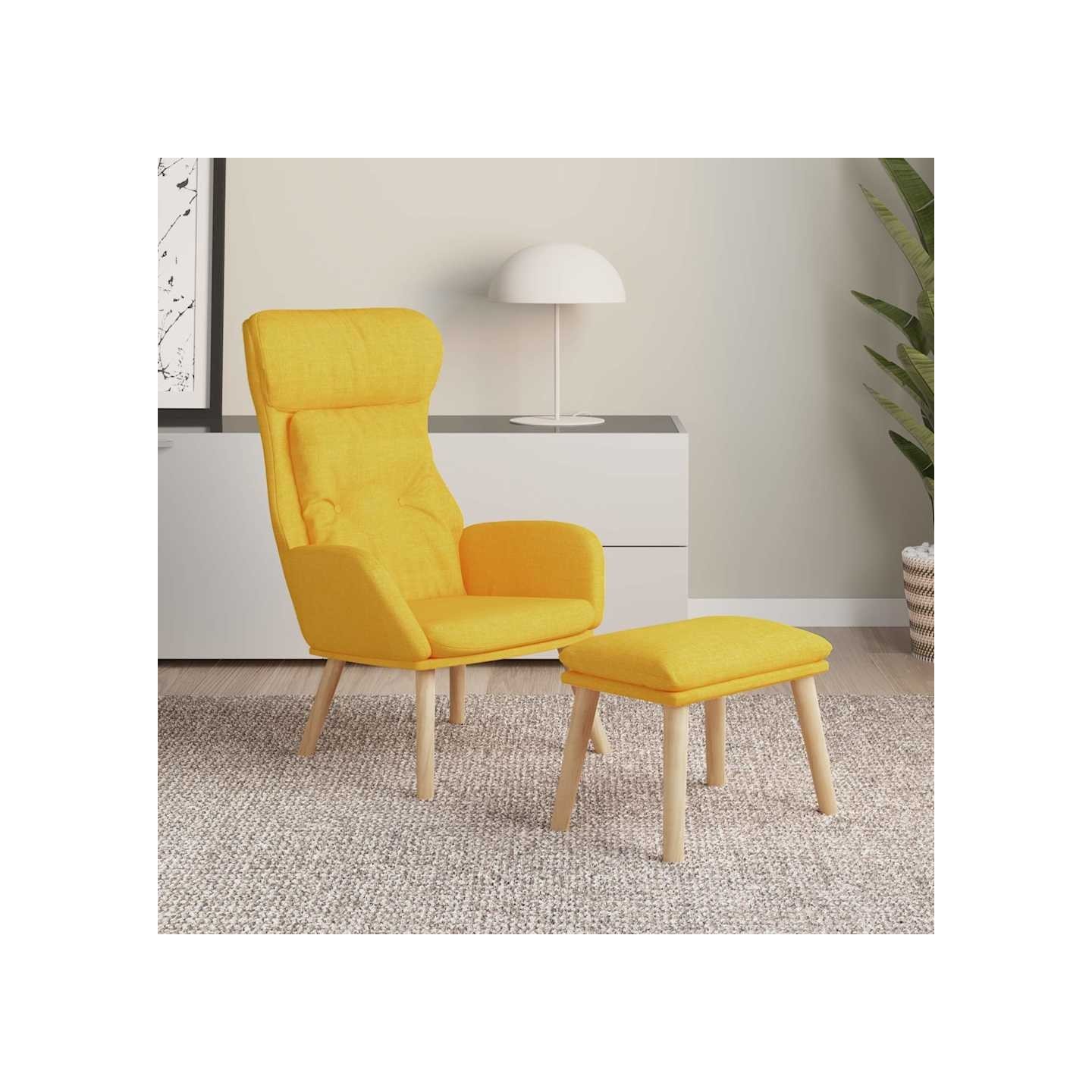 Chaise de relaxation avec repose-pied Jaune moutarde Tissu