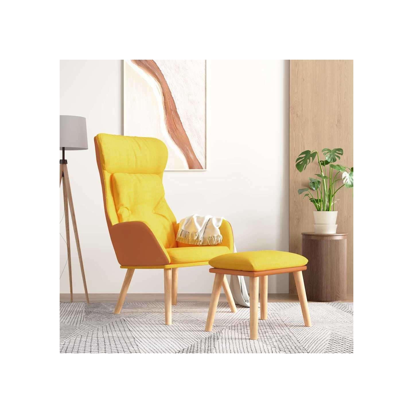 Chaise de relaxation avec repose-pied Jaune moutarde