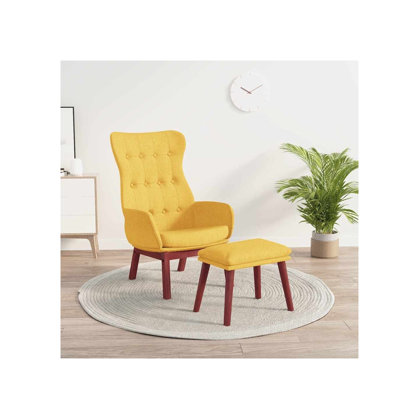 Chaise de relaxation avec repose-pied Jaune moutarde Tissu