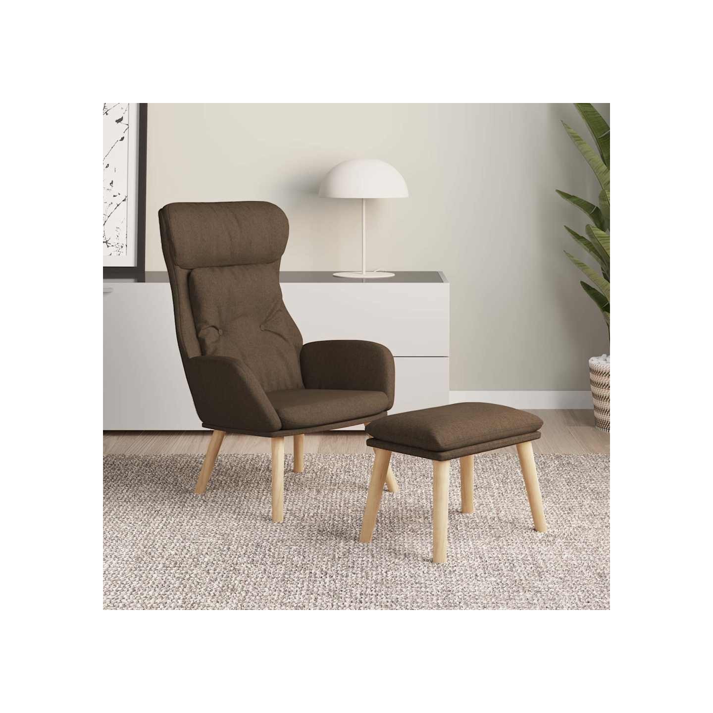 Chaise de relaxation avec repose-pied Marron Tissu