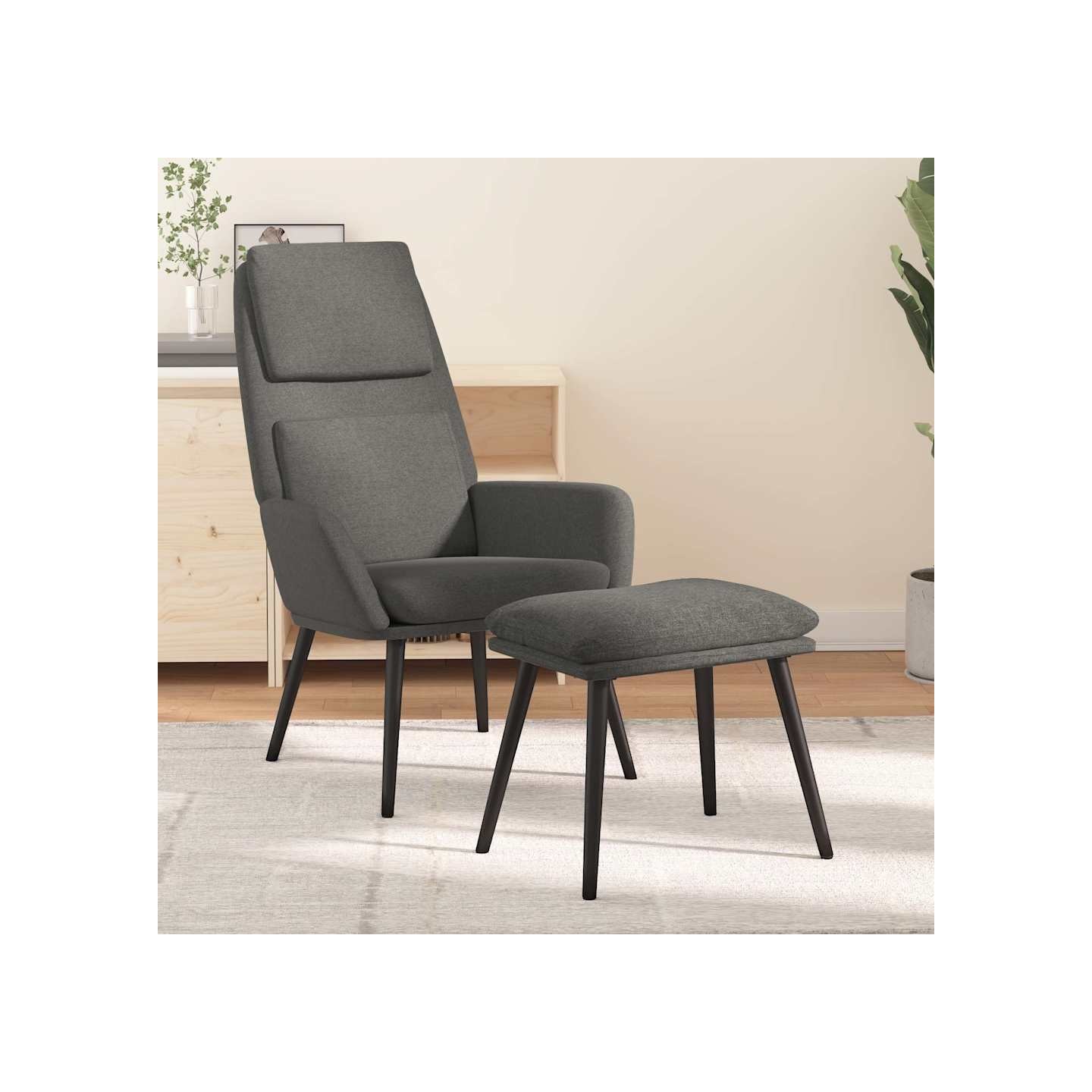 Chaise de relaxation avec tabouret Gris clair Tissu