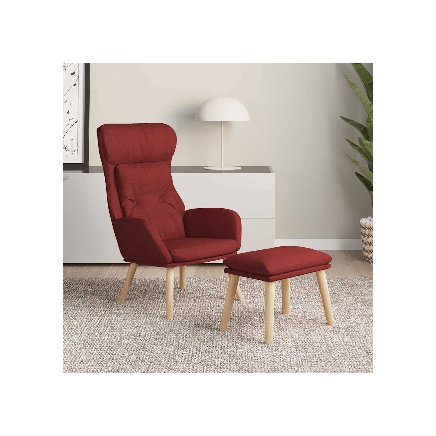 Chaise de relaxation avec repose-pied Rouge bordeaux Tissu