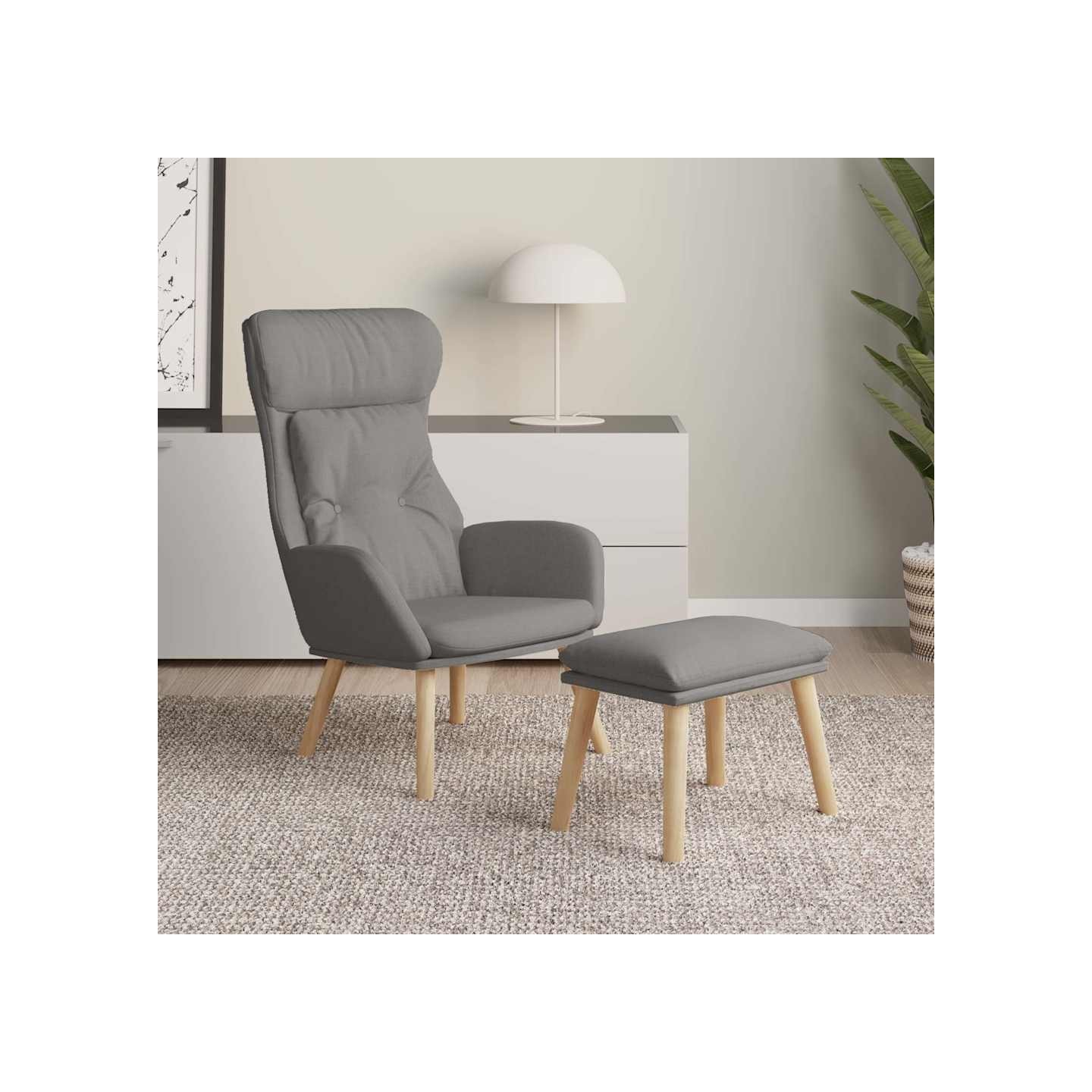 Chaise de relaxation avec repose-pied Gris clair Tissu