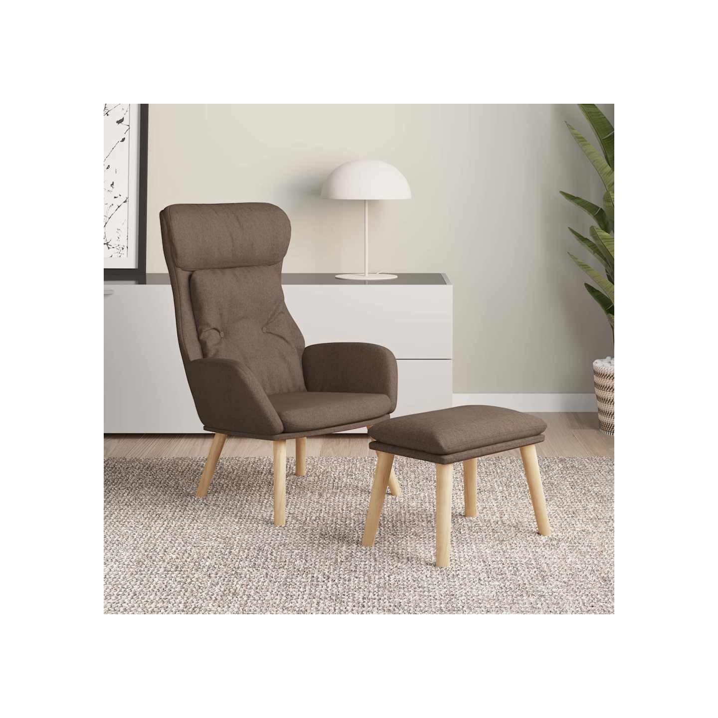 Chaise de relaxation avec repose-pied Taupe Tissu